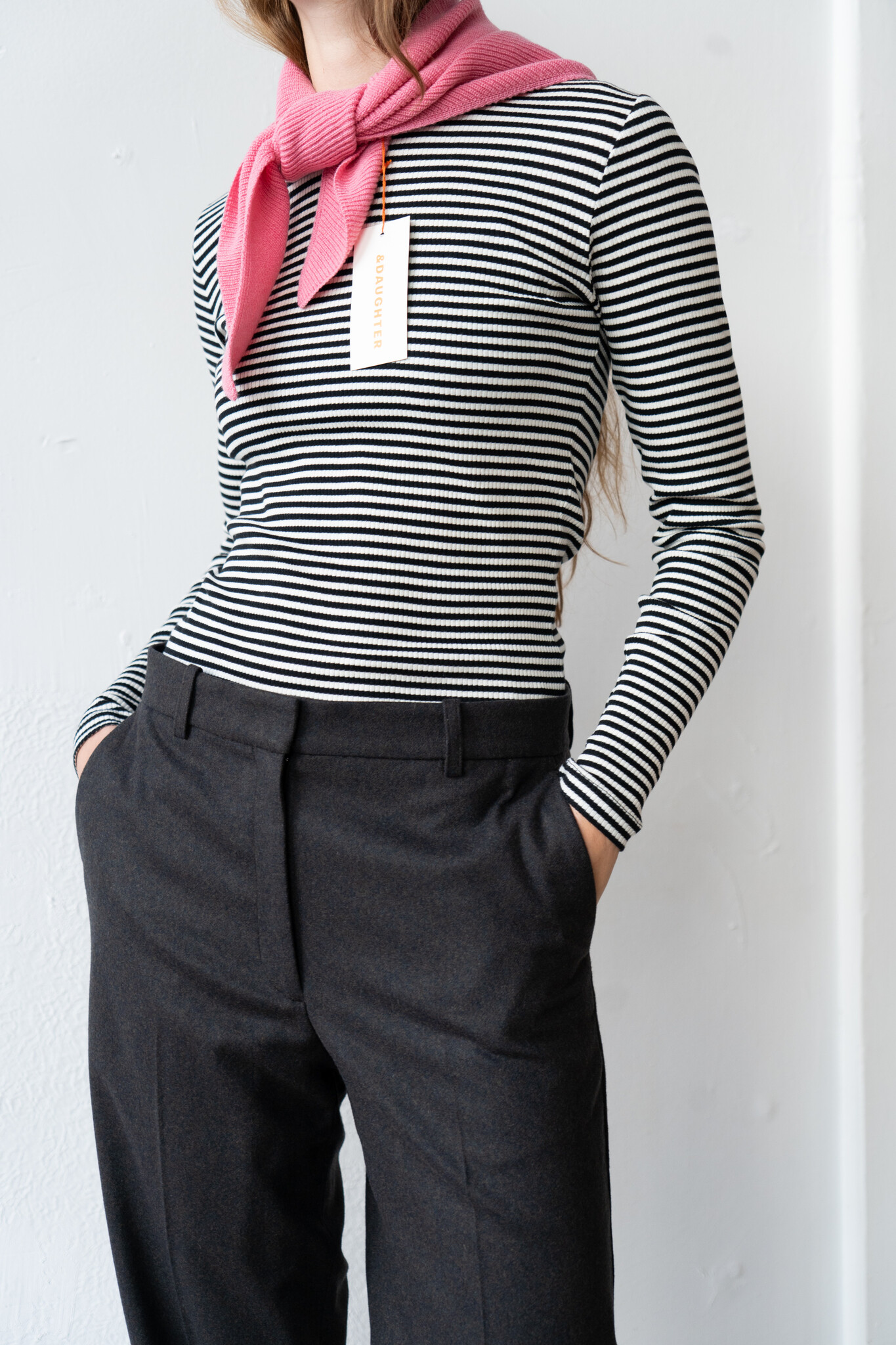 Cashcot rond longsleeve stripes ecru / black