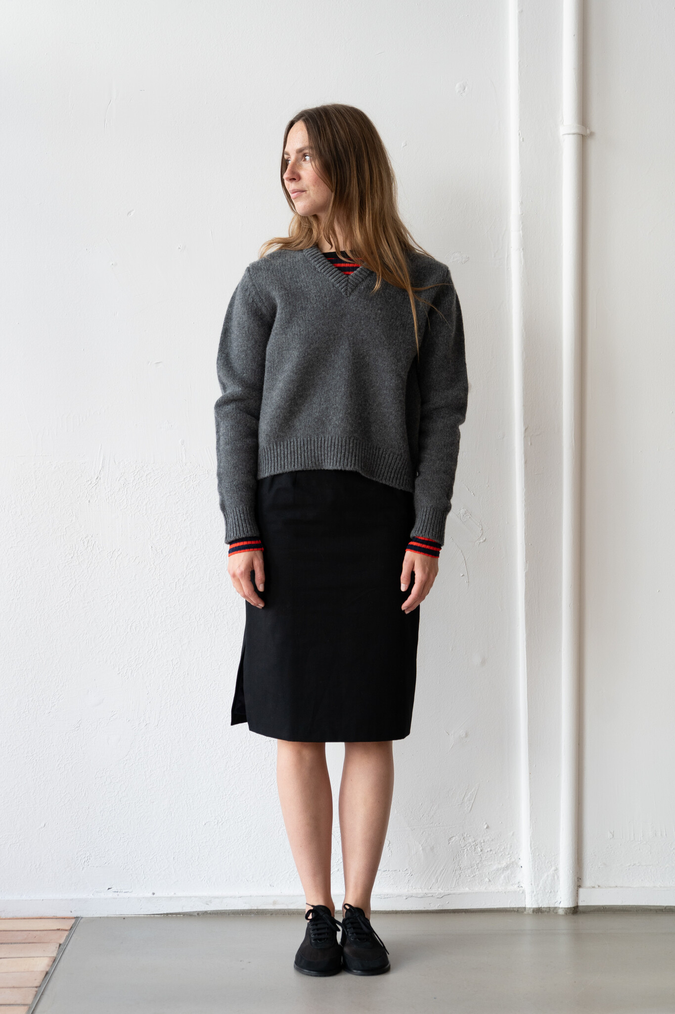 Glenn v-neck derby grey