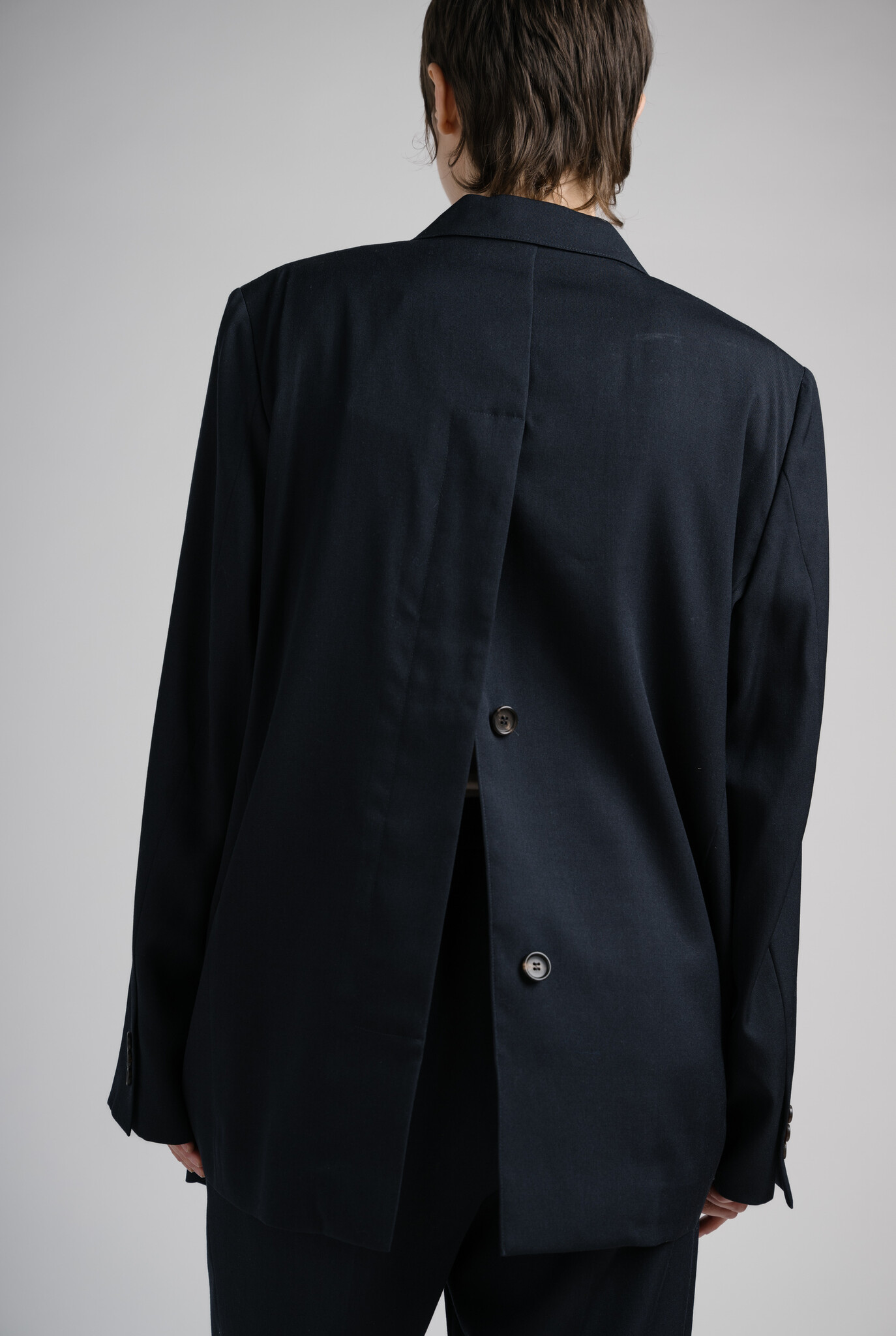 Merel back slit blazer virgin wool navy