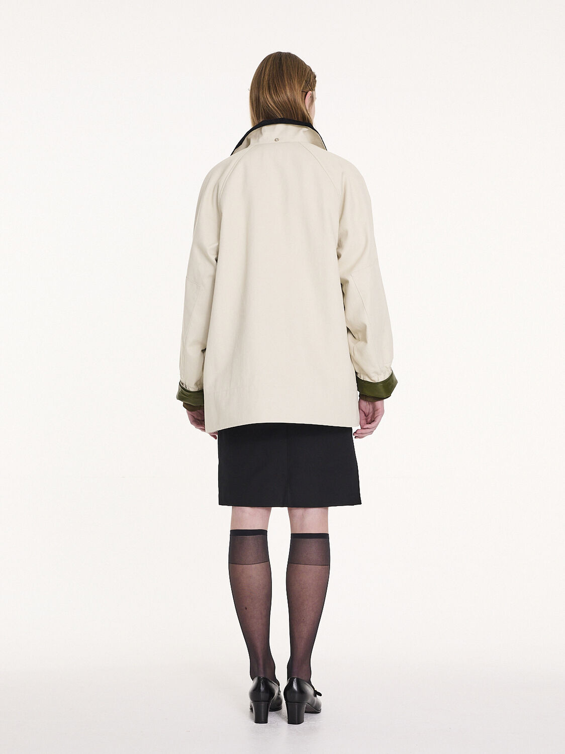 Rene bonded cotton utility jacket ECRU/BLACK