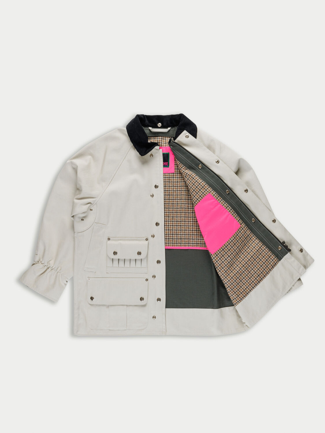 Rene bonded cotton utility jacket ECRU/BLACK