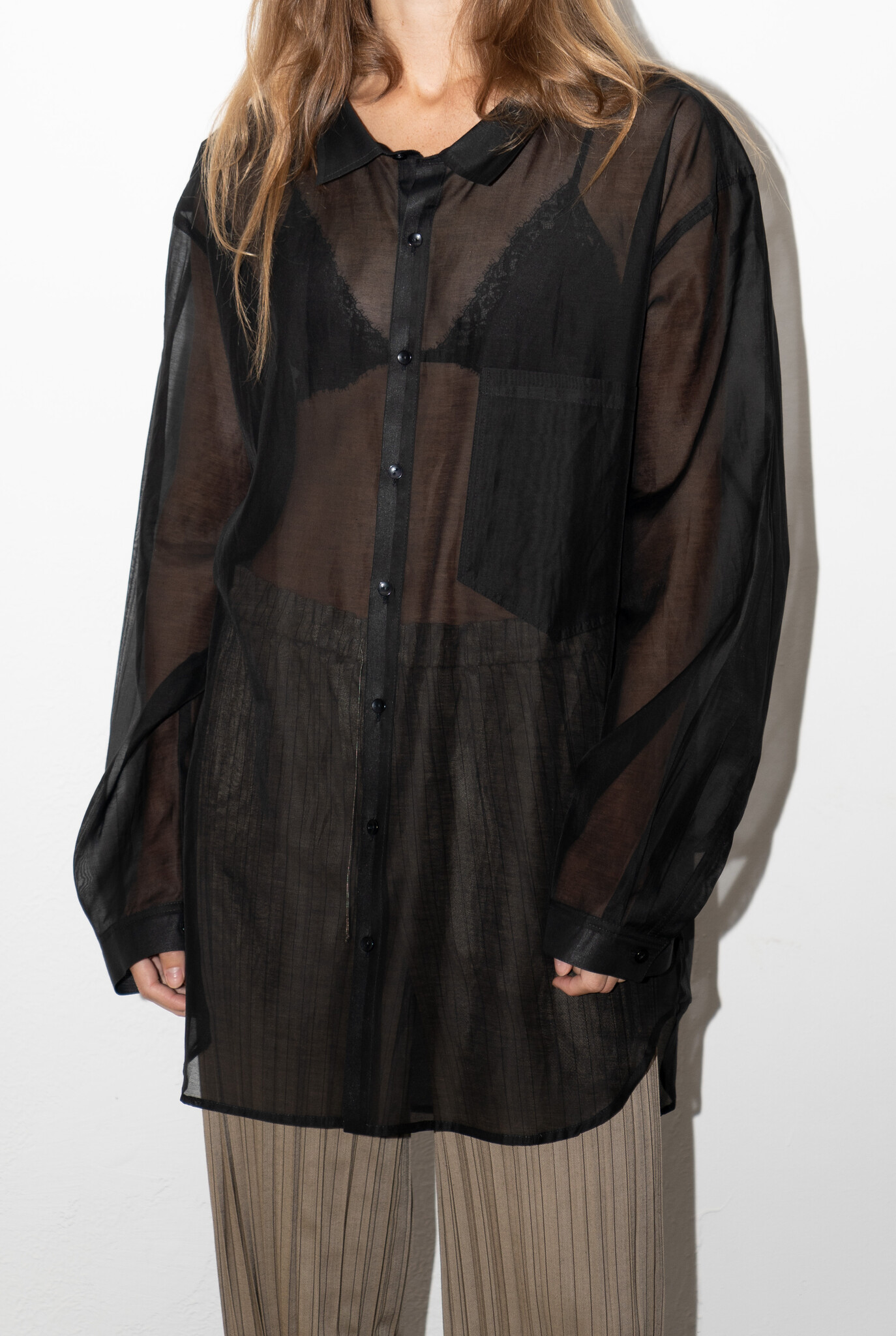 No5 Dropneck Black Cotton Silk Voile