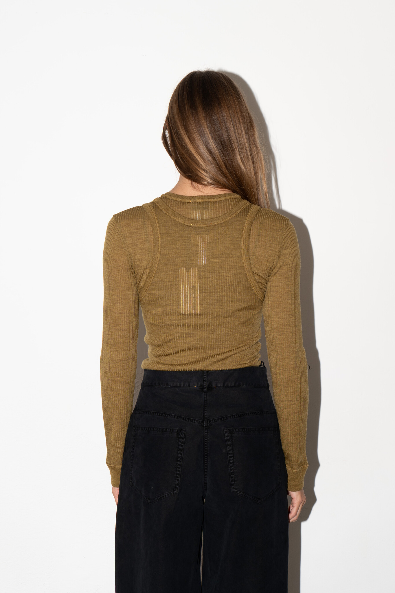 Wool Ribbed American Tank Top Khaki