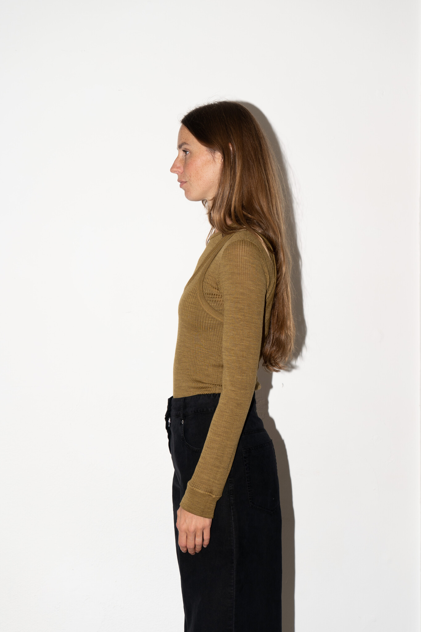 Wool Ribbed American Tank Top Khaki