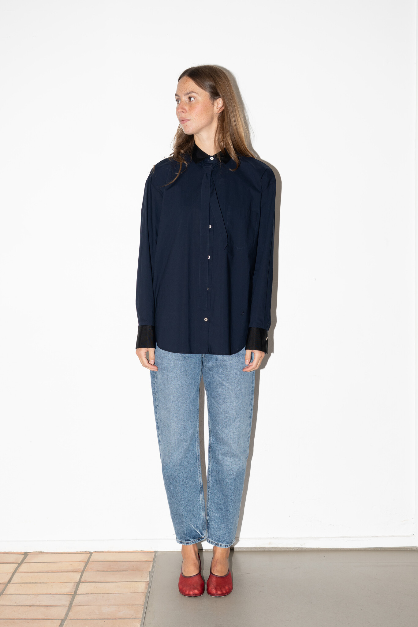 BCI Cotton oversized shirt canned tape details notte