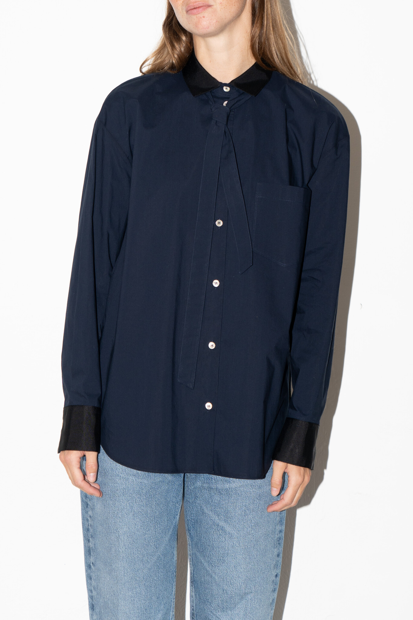BCI Cotton oversized shirt canned tape details notte