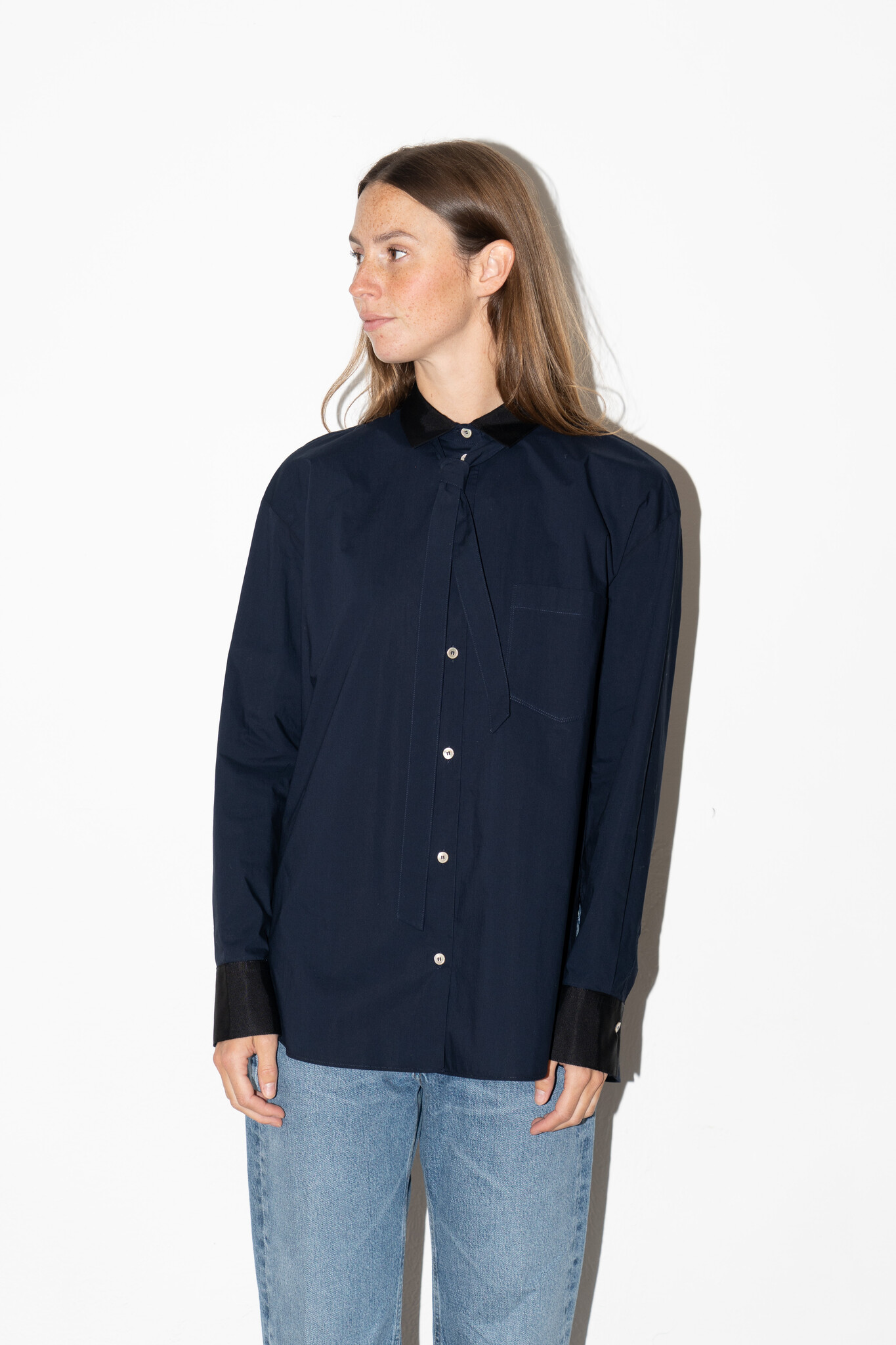 BCI Cotton oversized shirt canned tape details notte