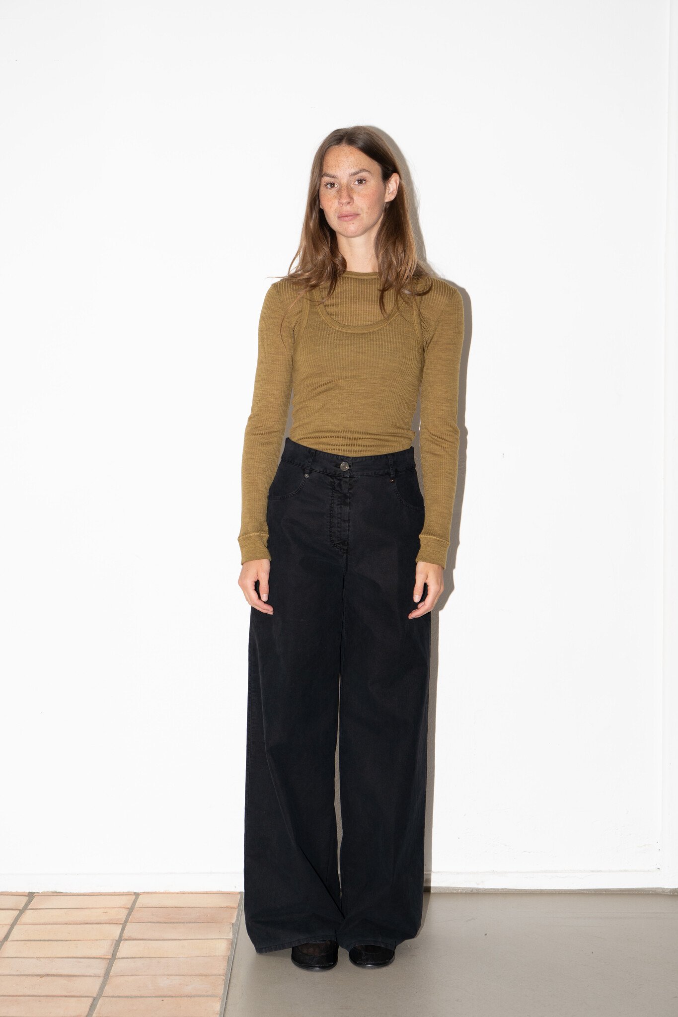 Flocked Cotton 5 Pocket Pants Notte