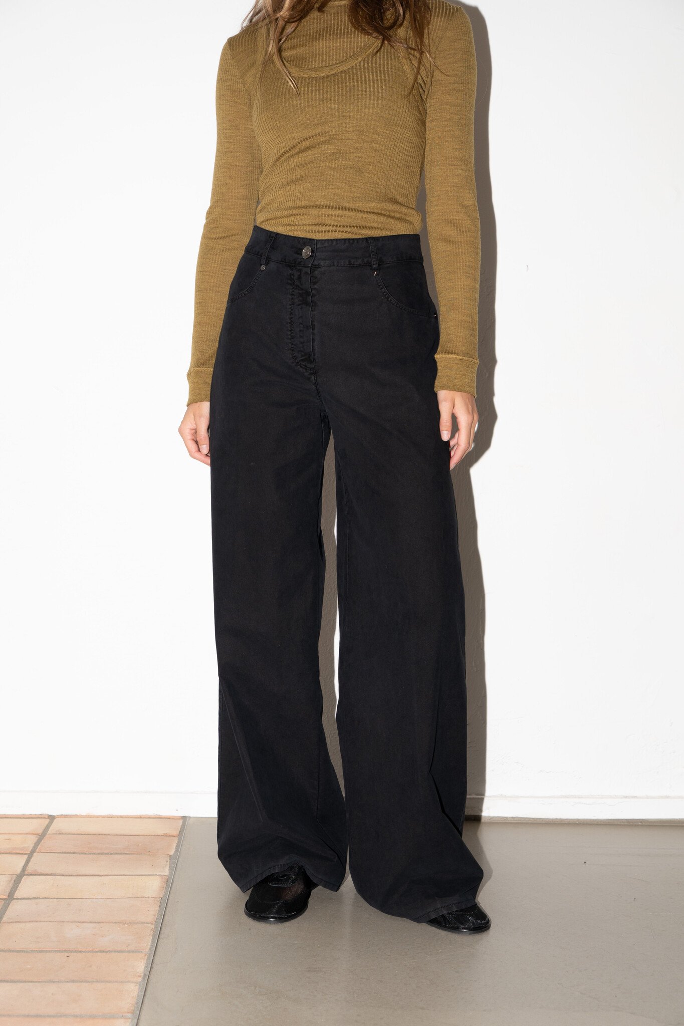 Flocked Cotton 5 Pocket Pants Notte