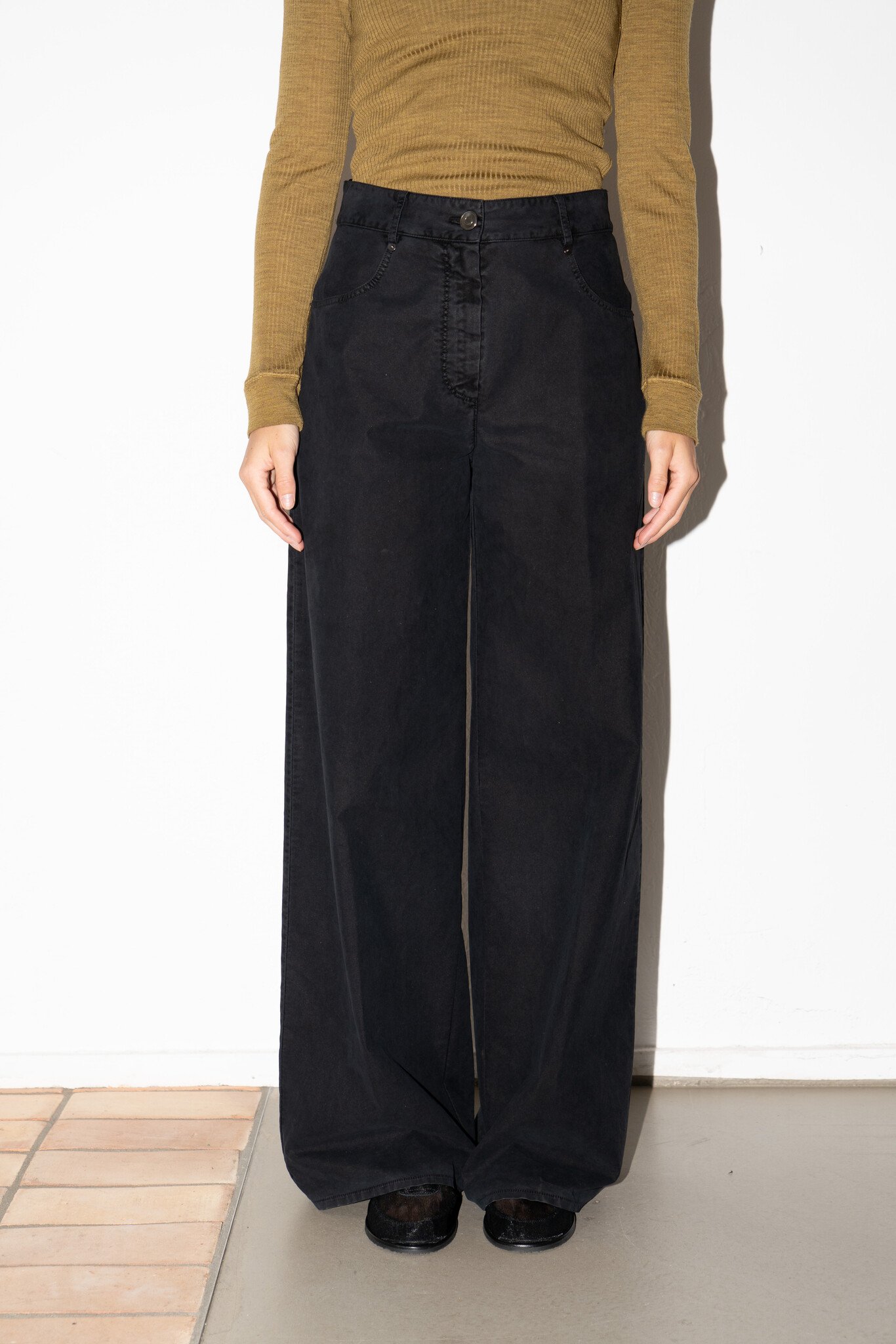 Flocked Cotton 5 Pocket Pants Notte