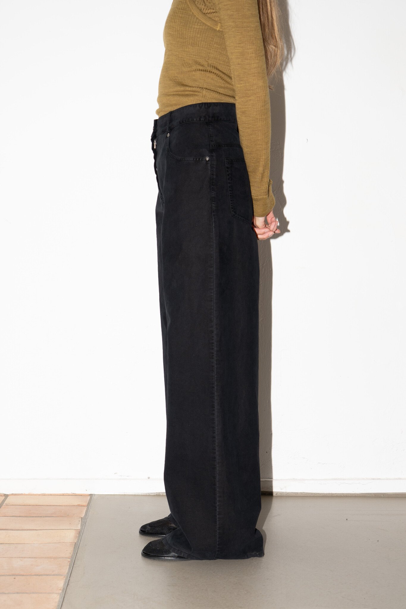 Flocked Cotton 5 Pocket Pants Notte