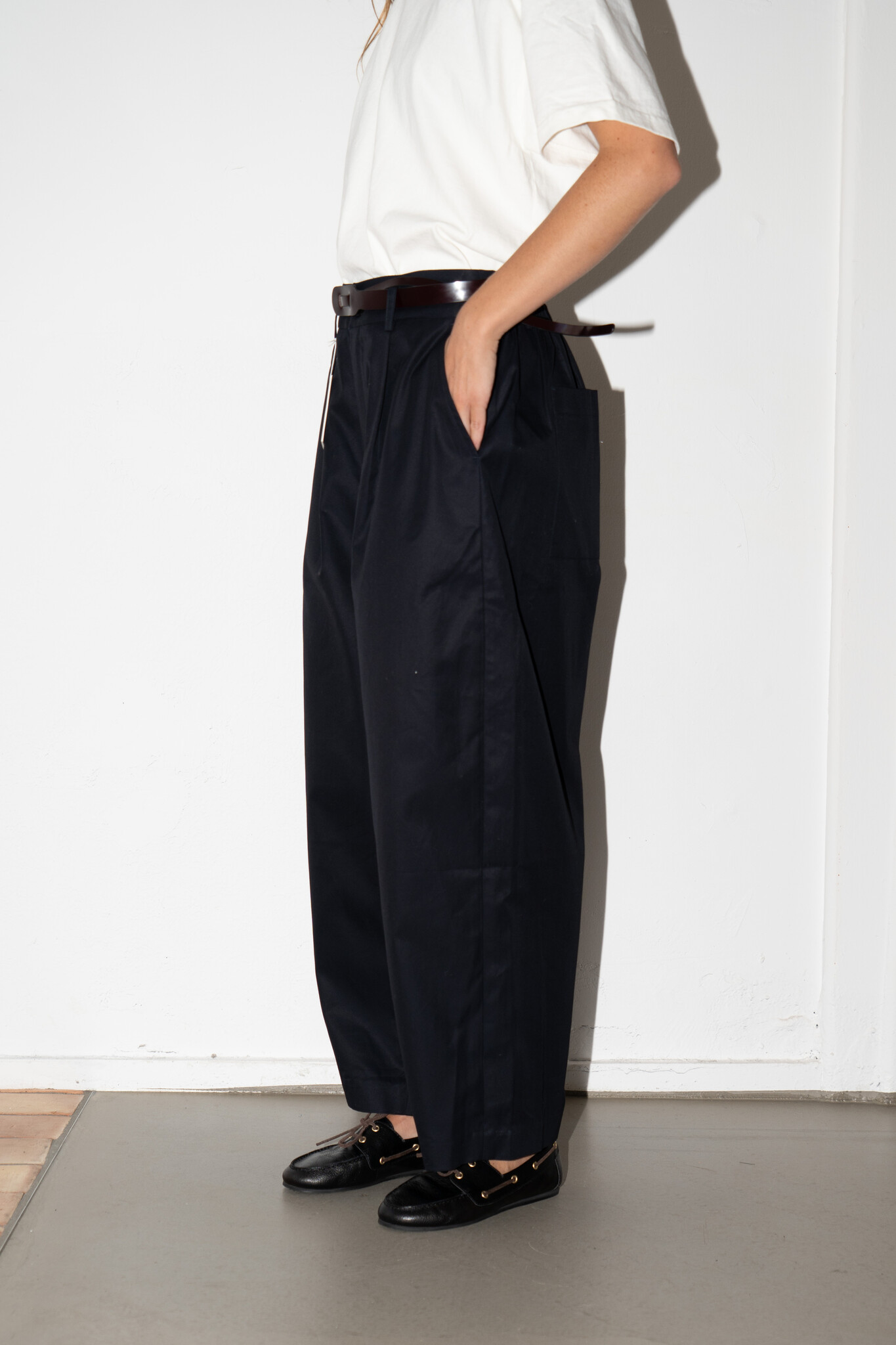 Cotton gabardine trousers navy