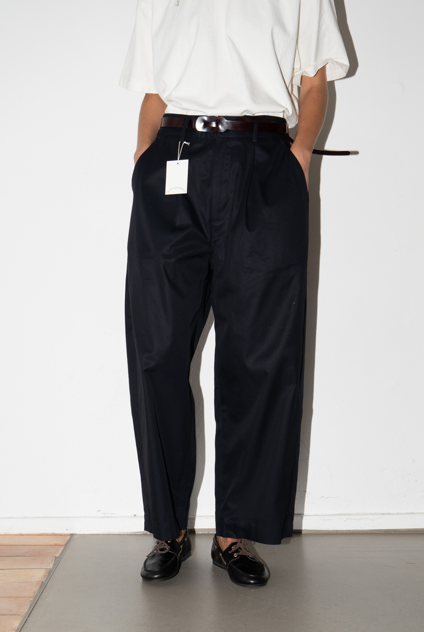 Cotton gabardine trousers navy