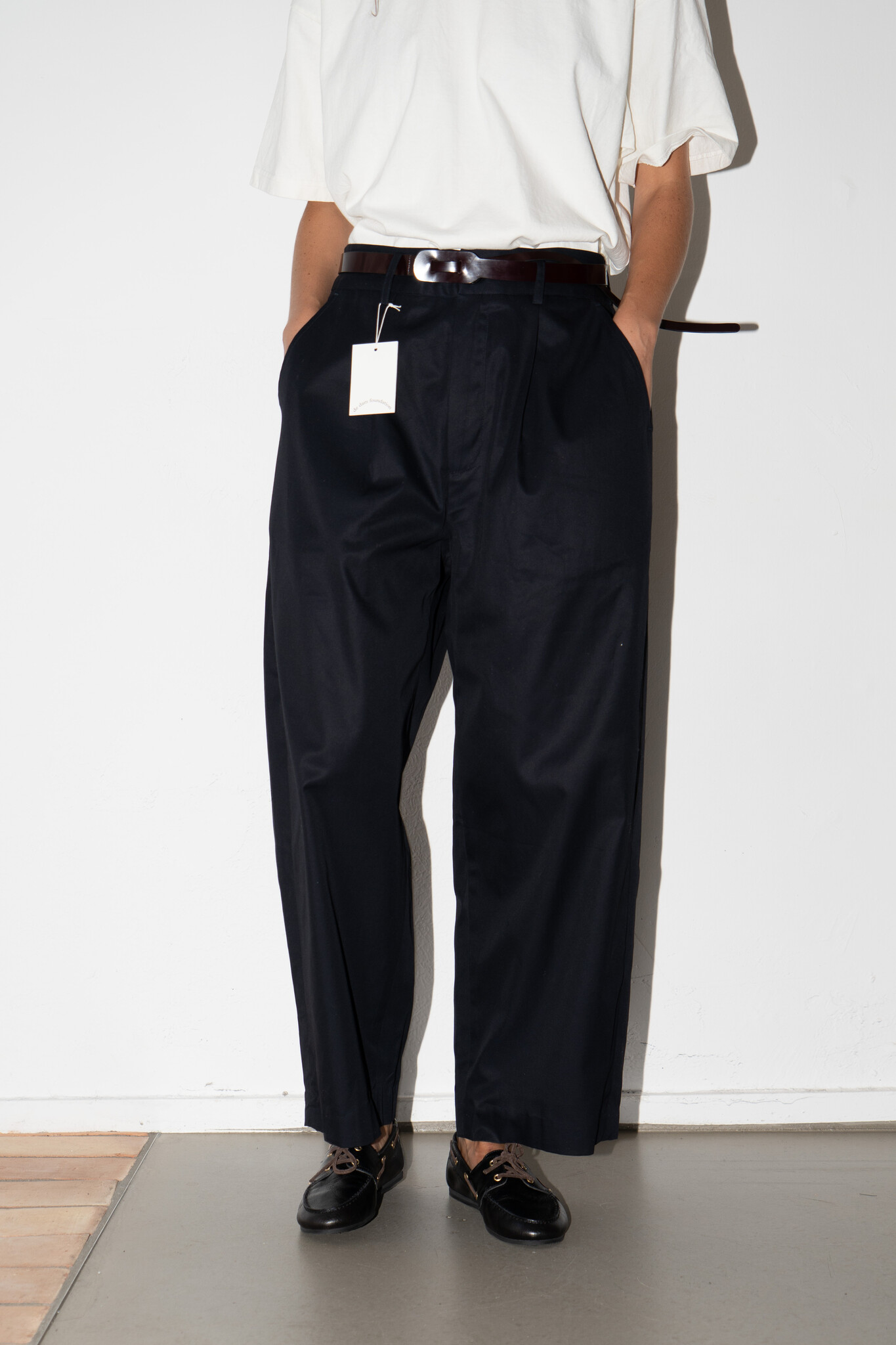 Cotton gabardine trousers navy