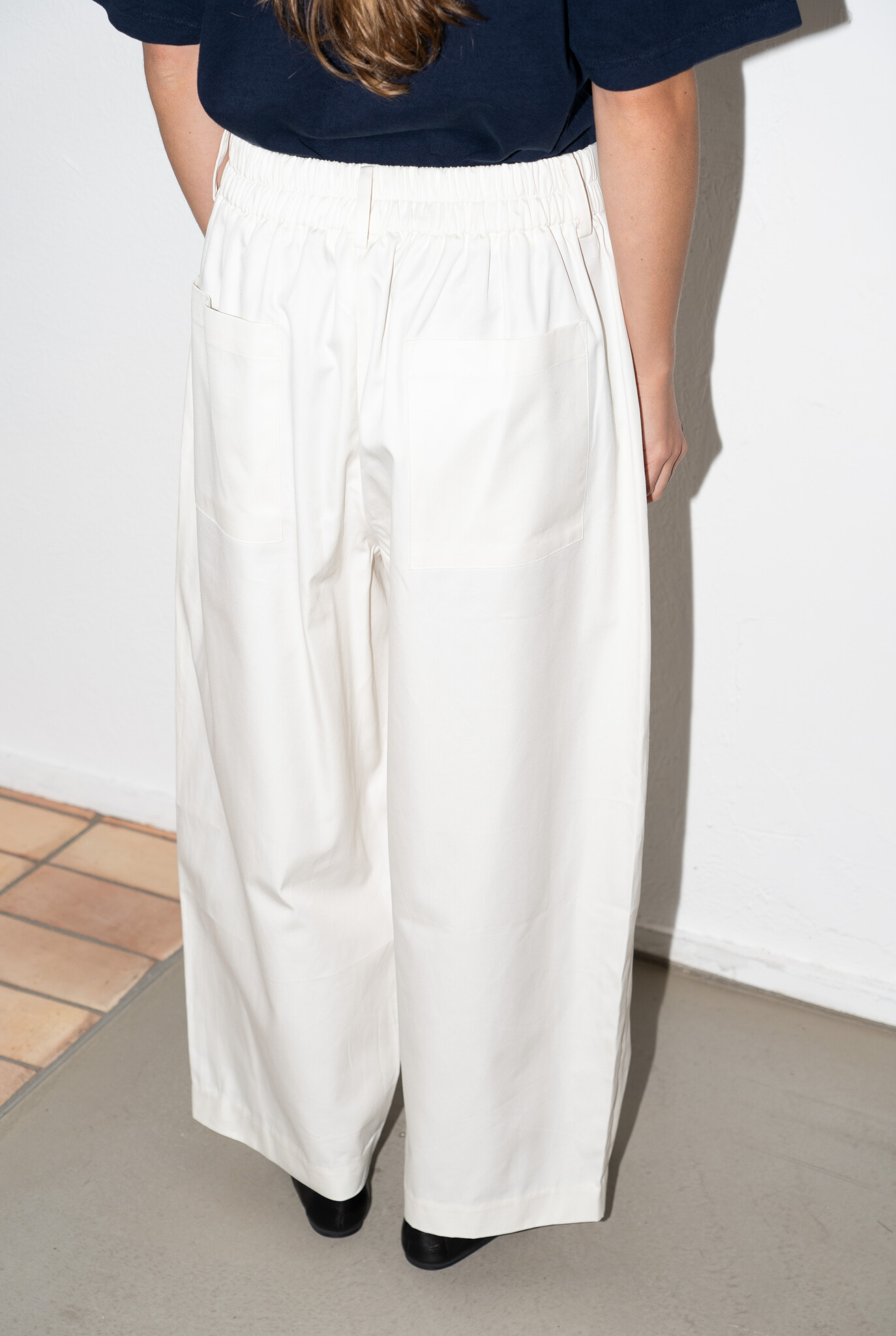 cotton gabardine trousers off-white