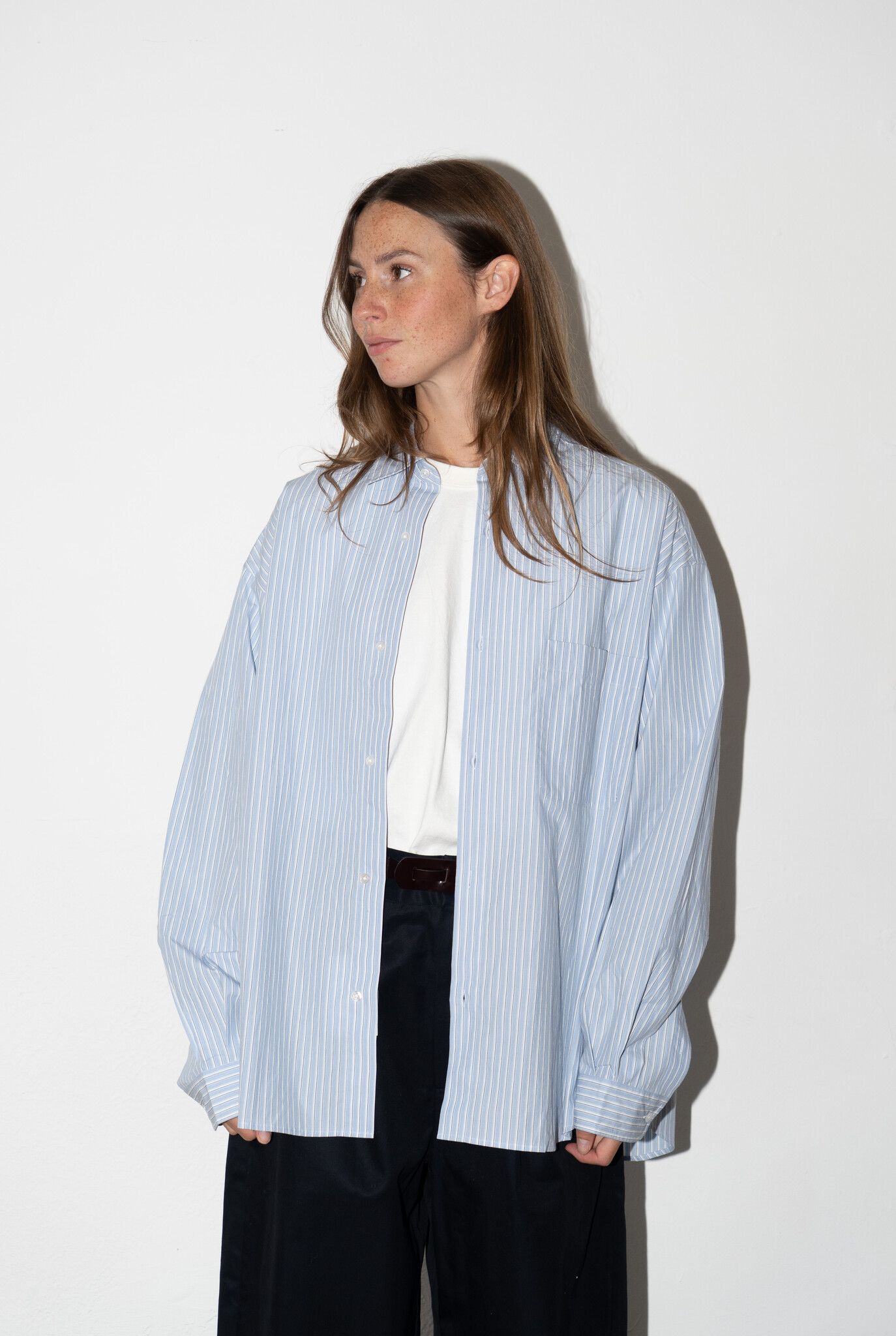 Typewriter cotton shirt blue stripe