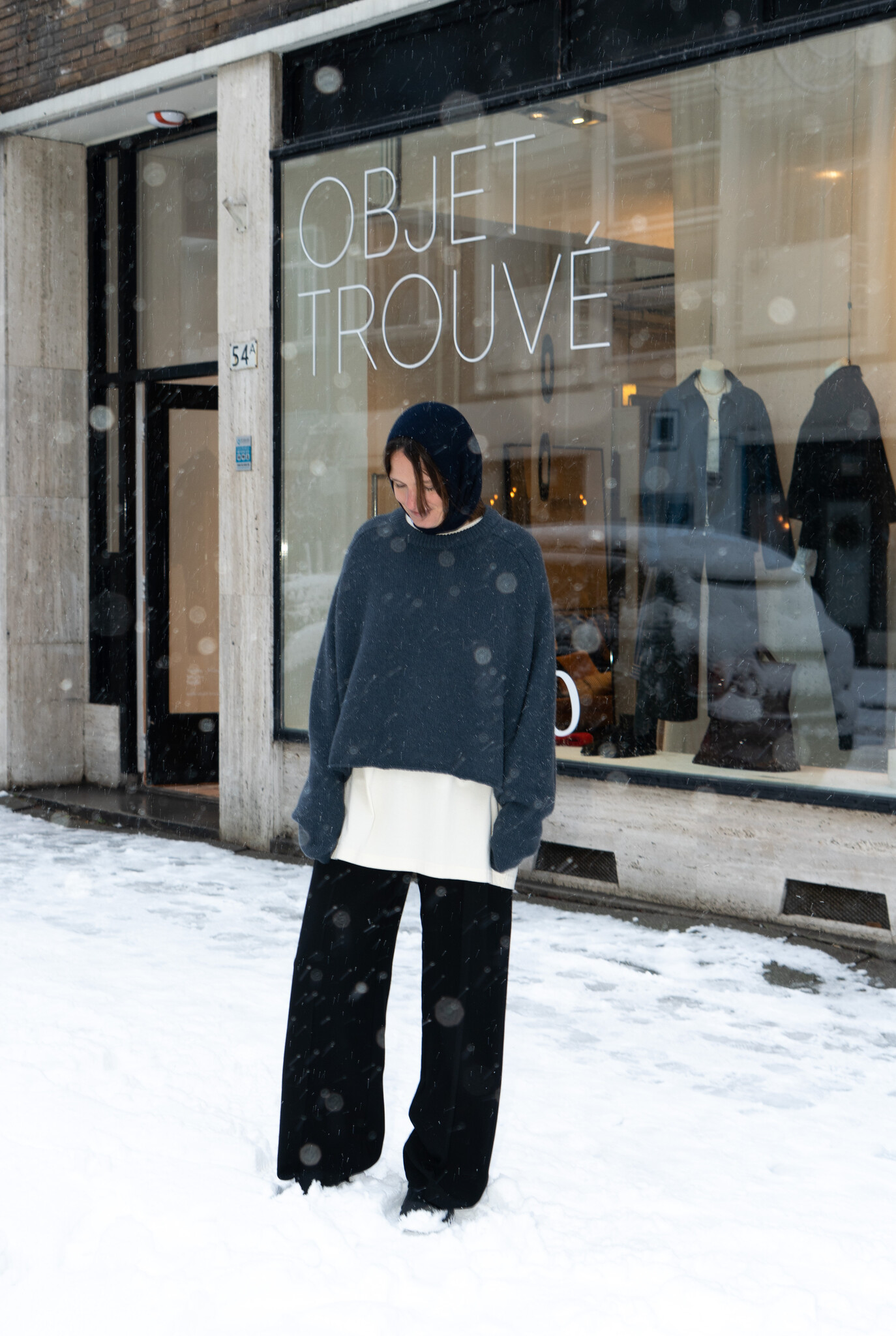 wool viscose twill low waist pants black