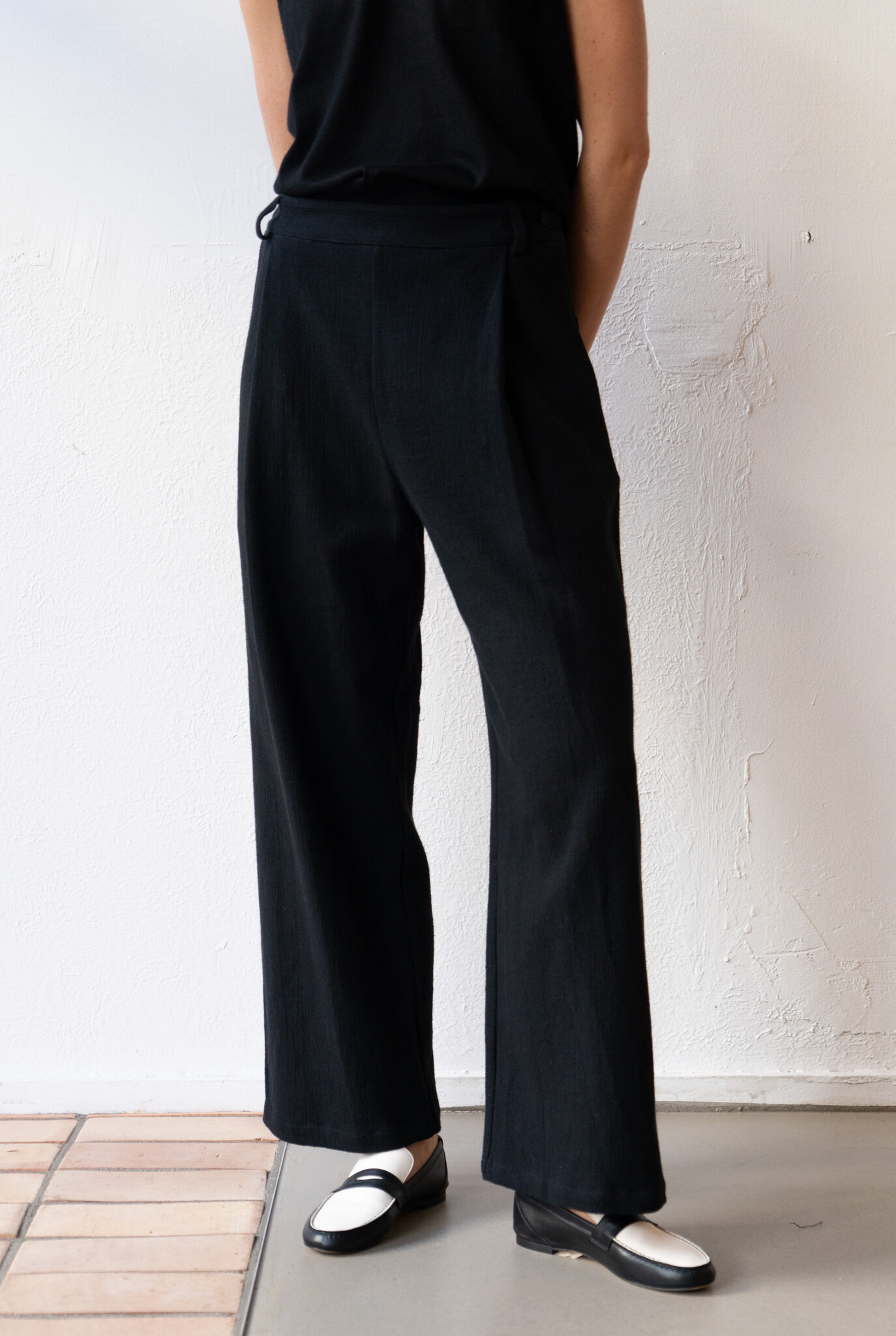 Georgia Trouser Stitch Cotton Washed Black