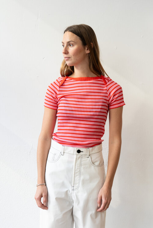Jaja Striped Top Light Pink Red
