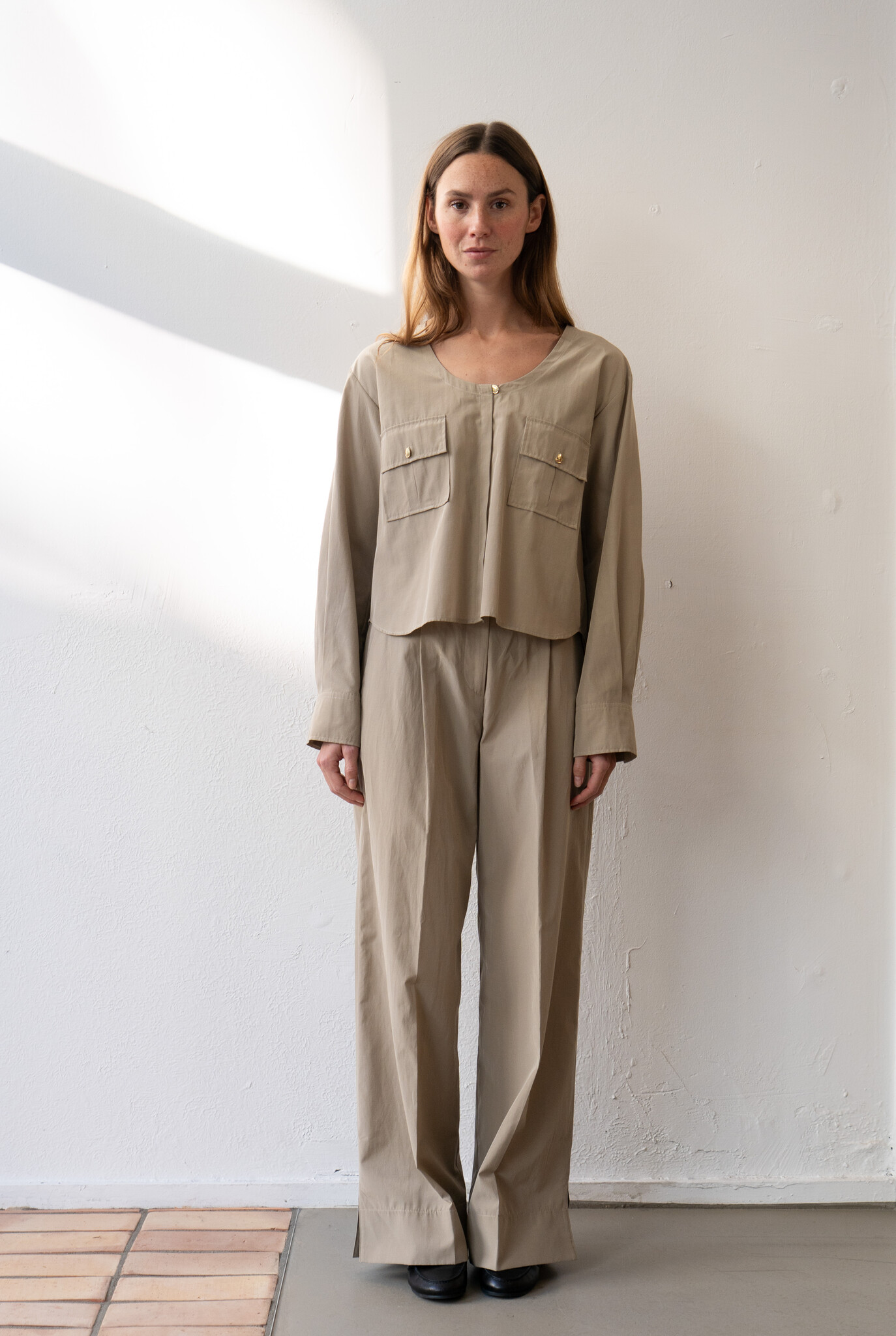 Chic Taffetas Saharienne Shirt Sand