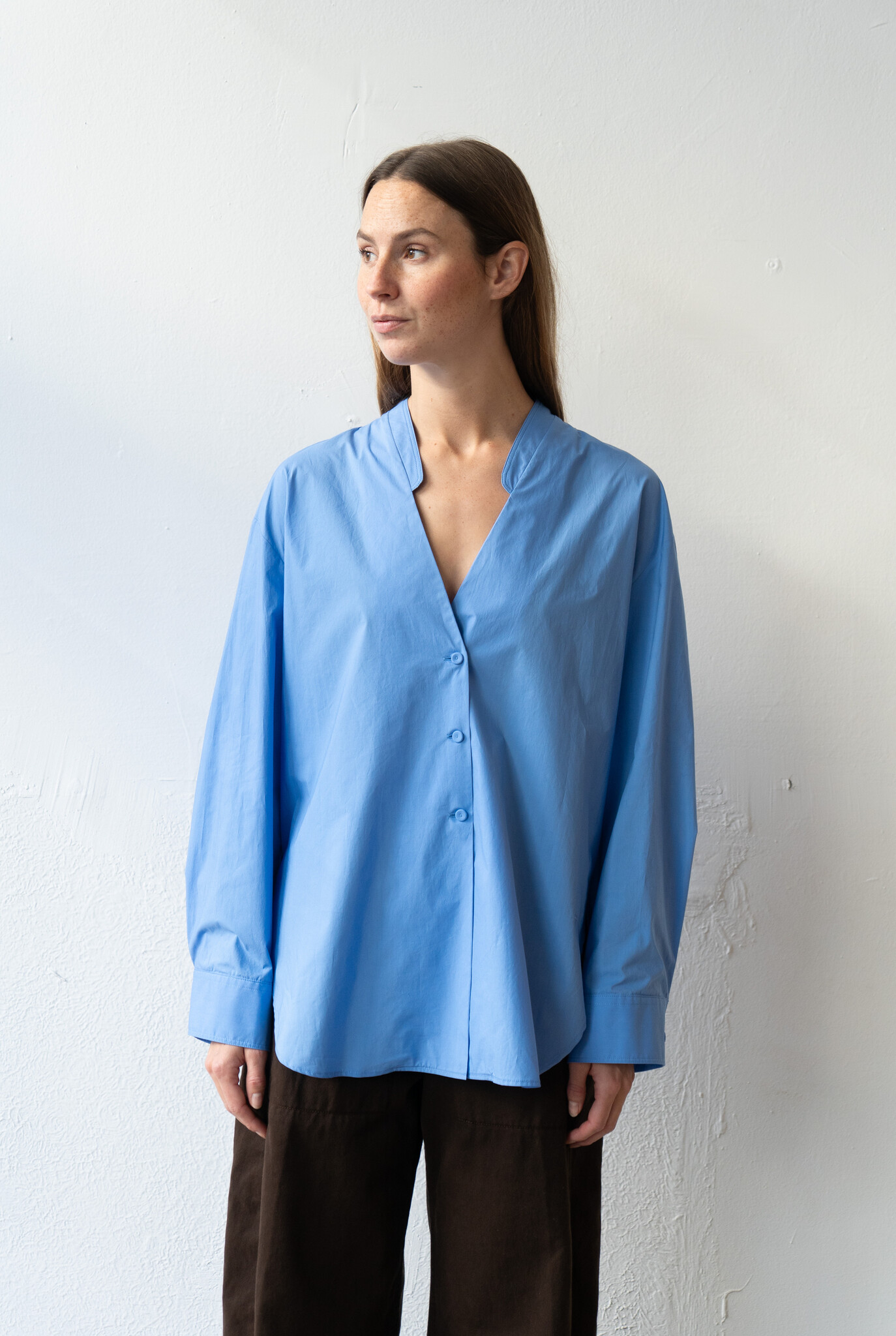 BCI co Popline Oversized Shirt Azure