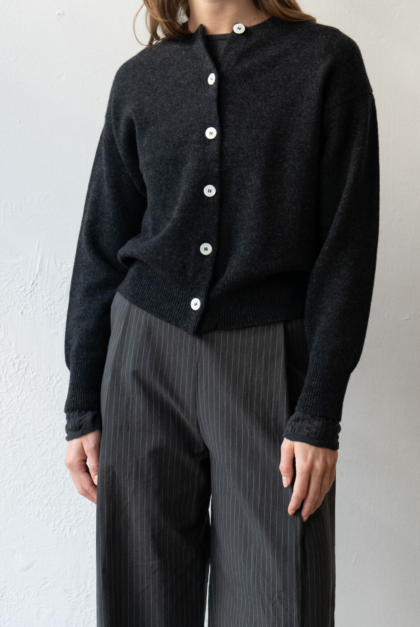 Ada Crewneck Cardigan Charcoal Grey