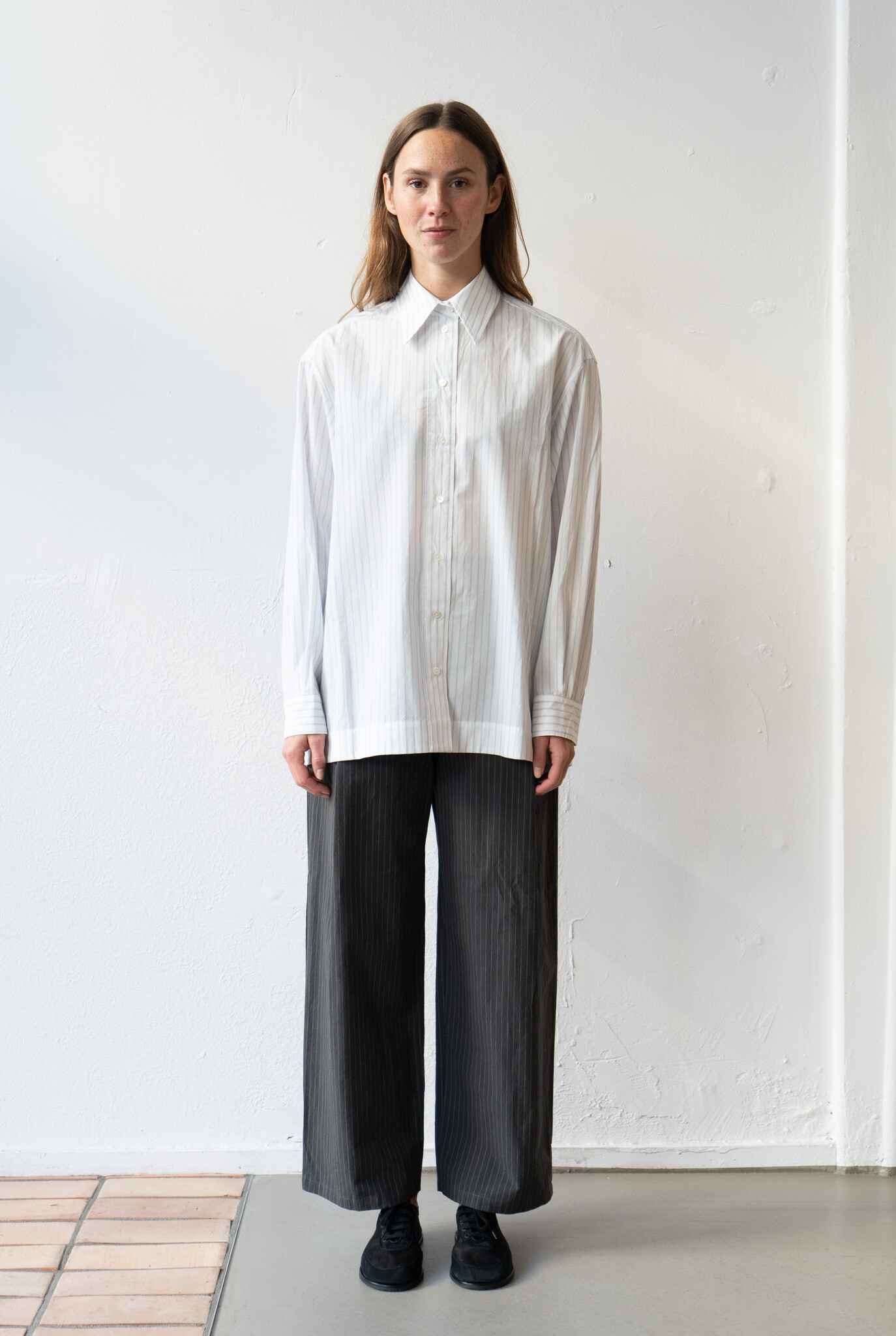 June Shirt Organic Cotton Sky White Stripe