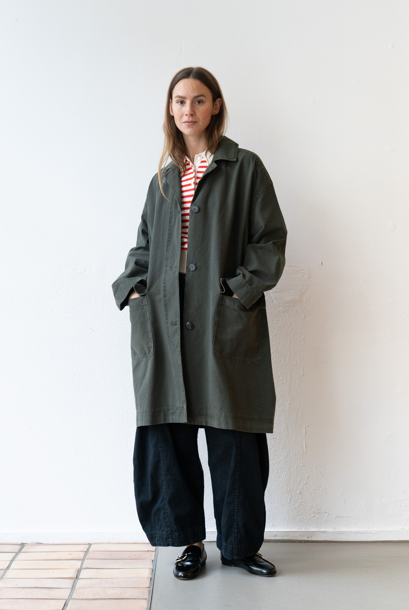 Cotton 2 Pocket Olive Coat