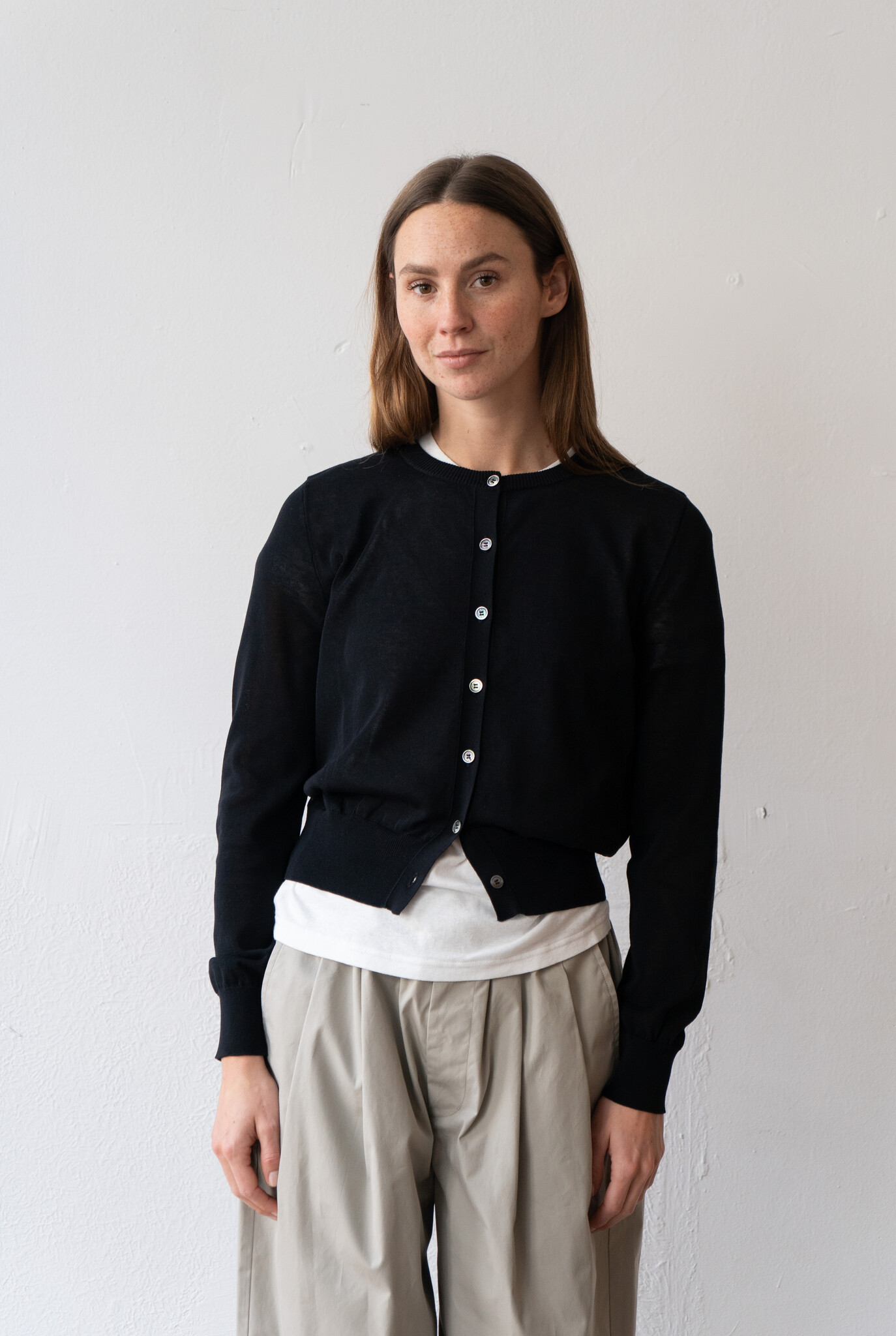 Cotton Buttons Cardigan Black