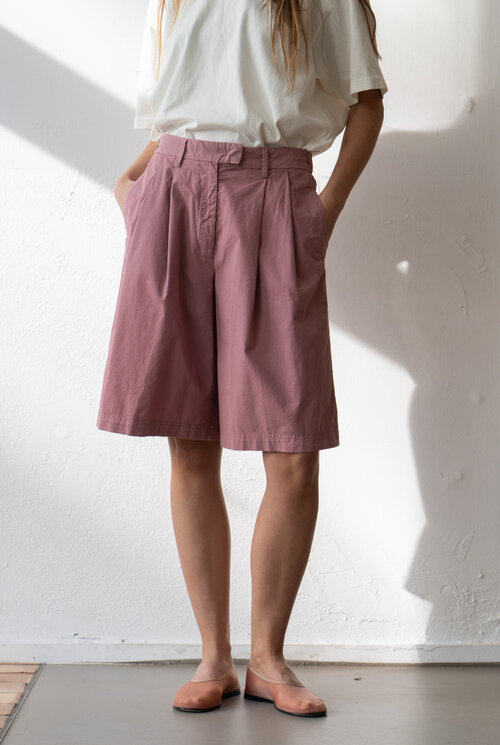 Cotton Pleated Shorts Dusty Pink