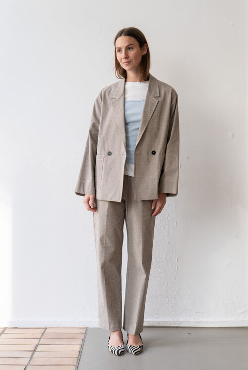 Double Breasted Brown Check Jacket