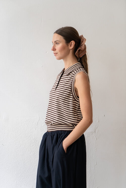 Pola Vest Sand-Brown Stripe