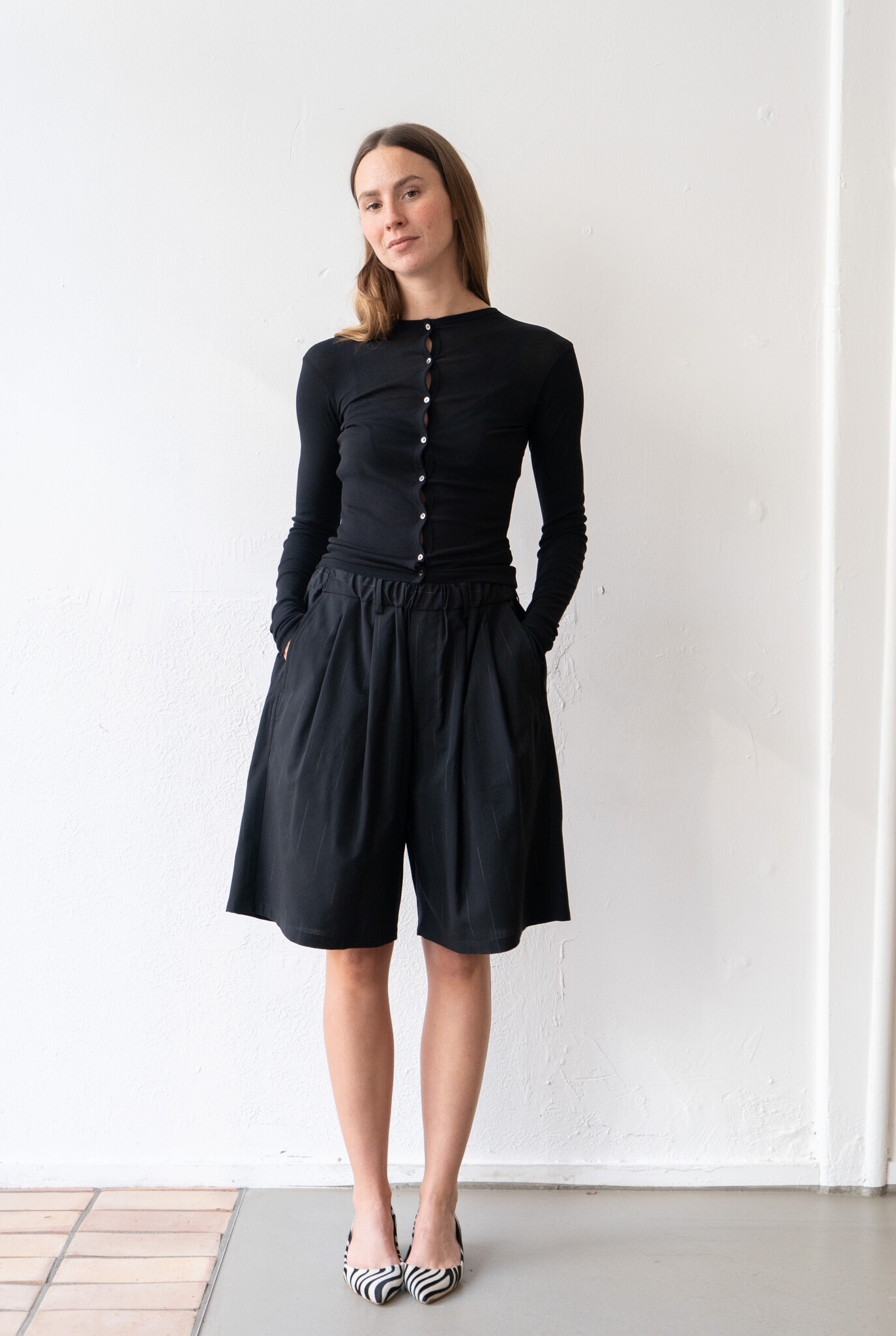 Twisted Cotton Cardigan Black