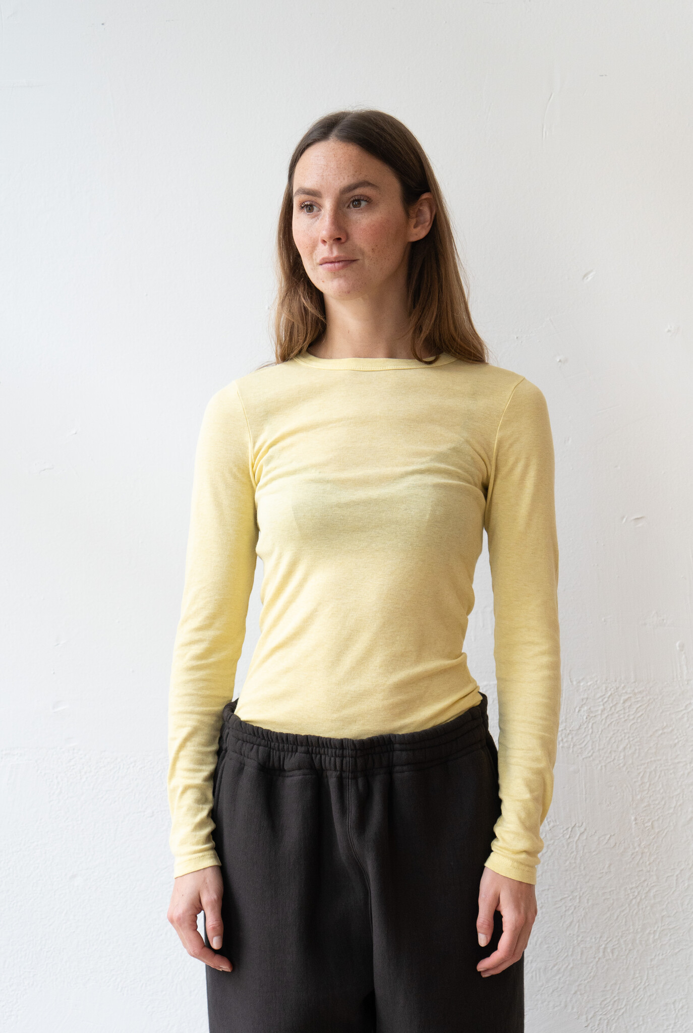 Cotton/Silk LS T-shirt Light Yellow