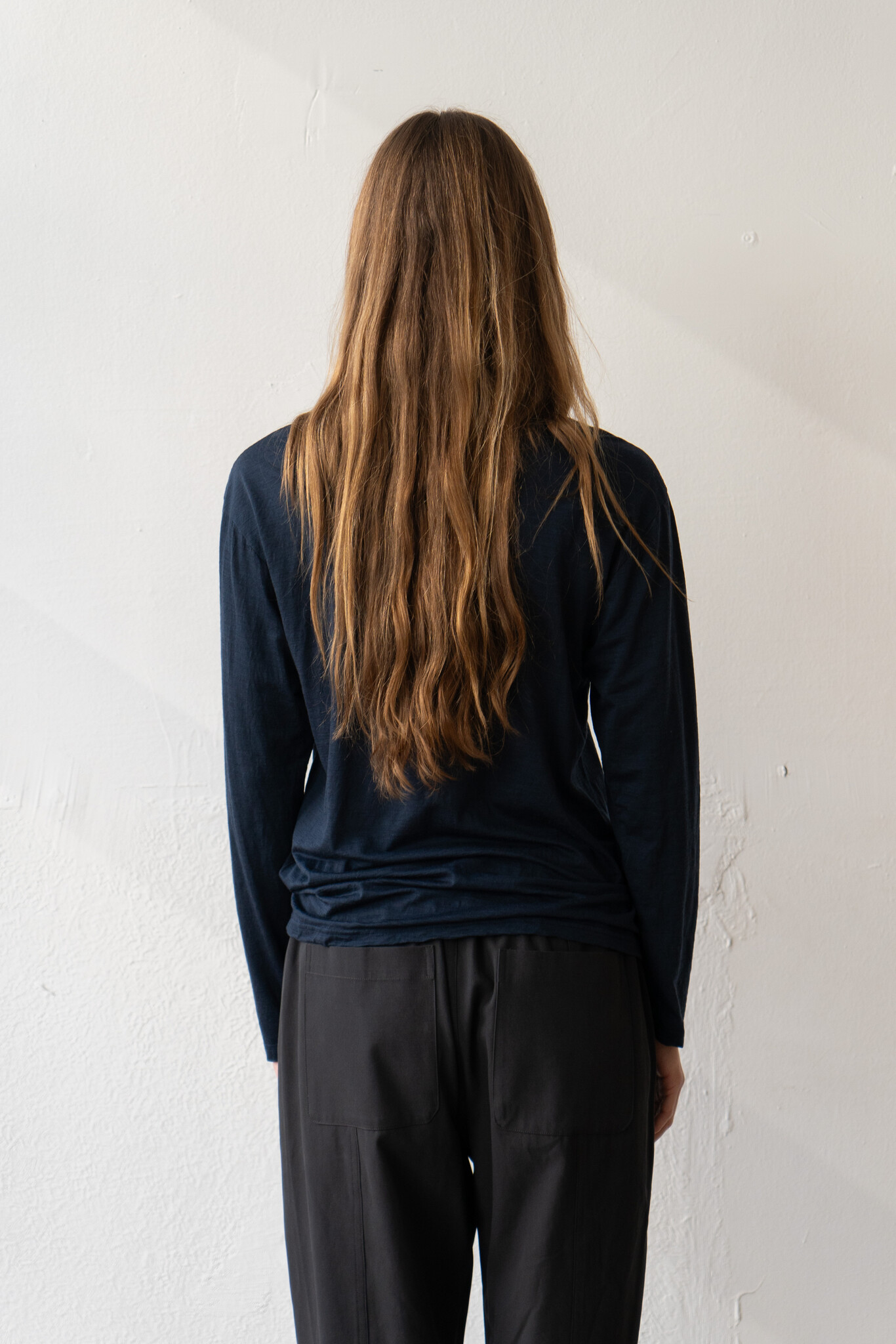 Wool Jersey LS T-shirt Navy