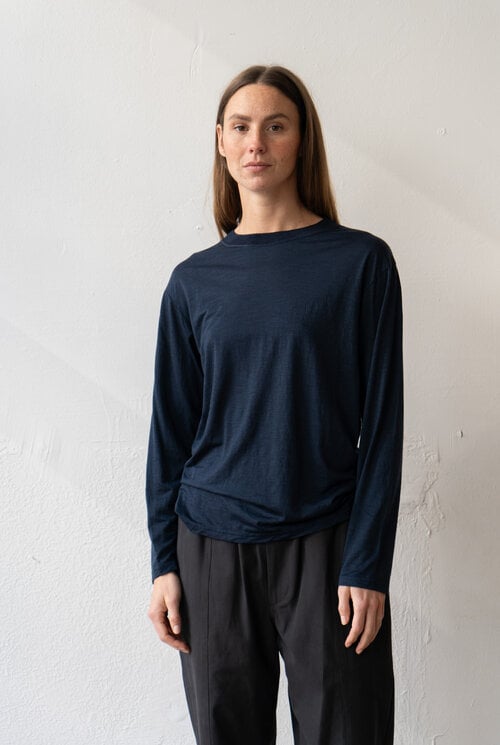 Wool Jersey LS T-shirt Navy