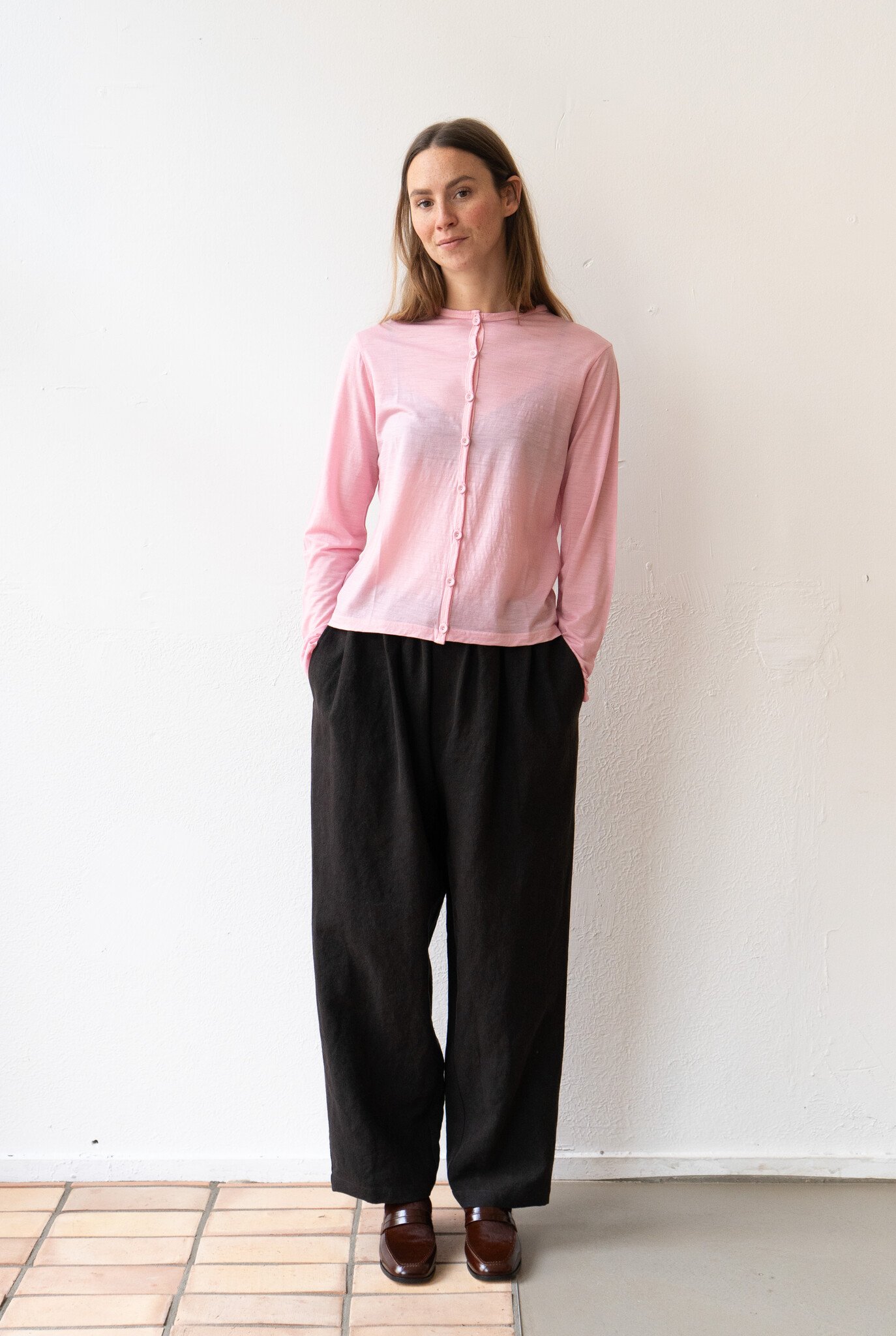 Wool Jersey Cardigan Pink