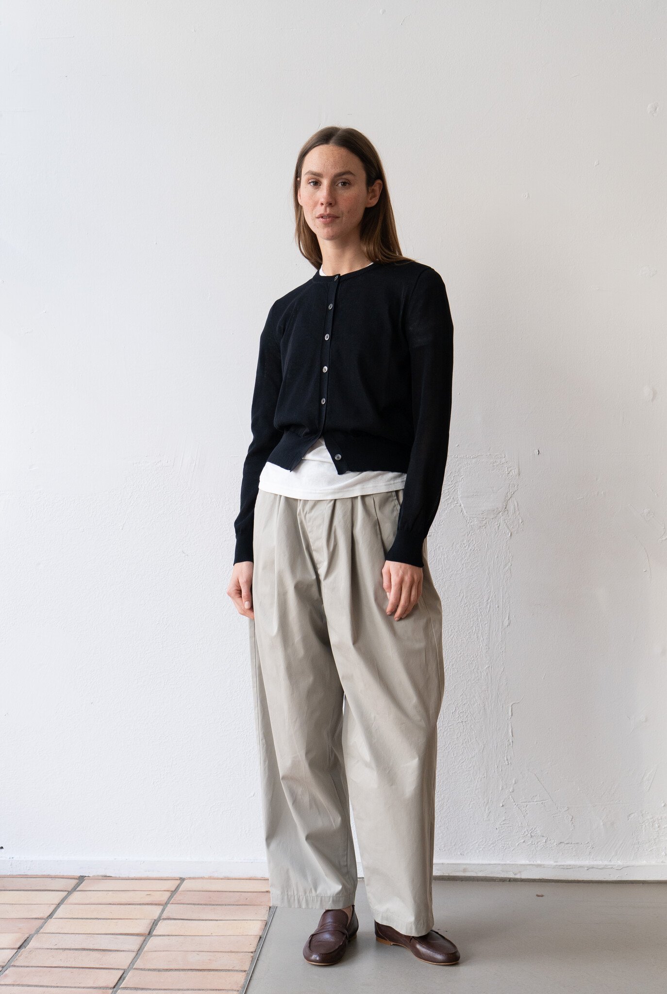 Double Pleated Wide Easy Pants Beige