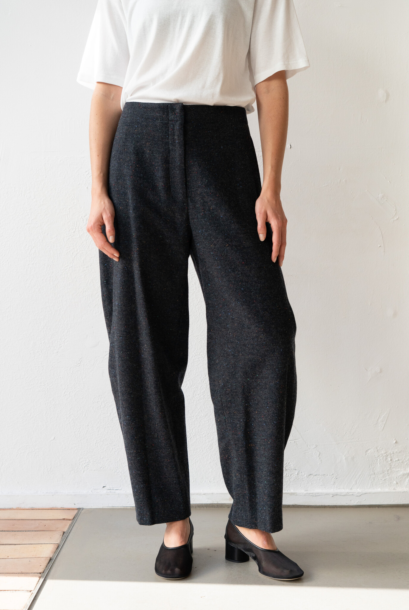 Curve Pants Navy Dots Wool