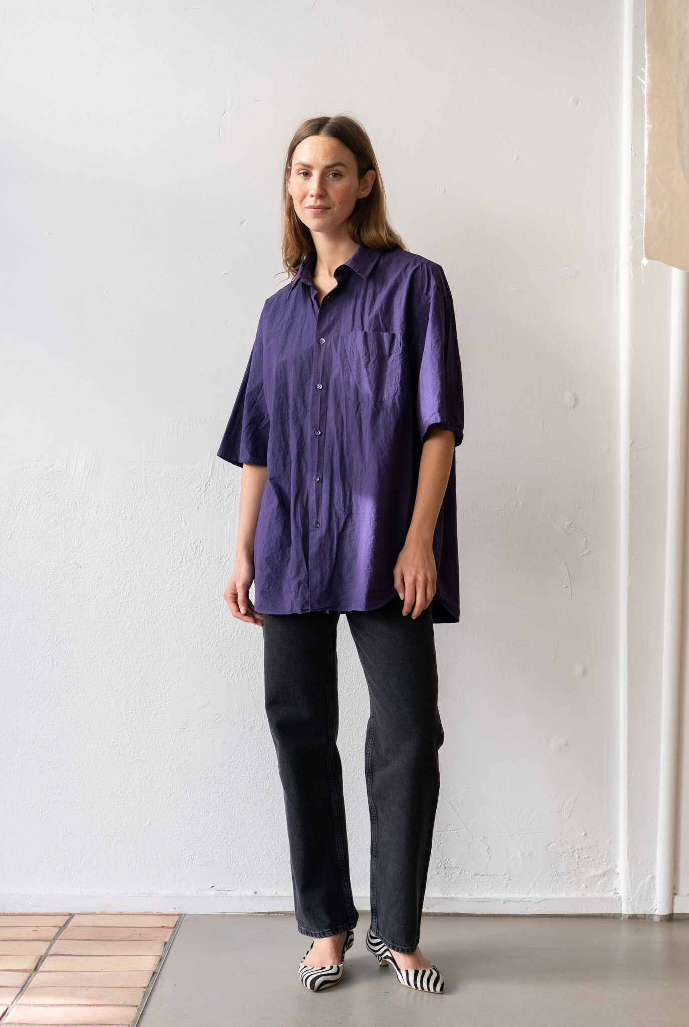 Regular Collar S/S Shirt Purple