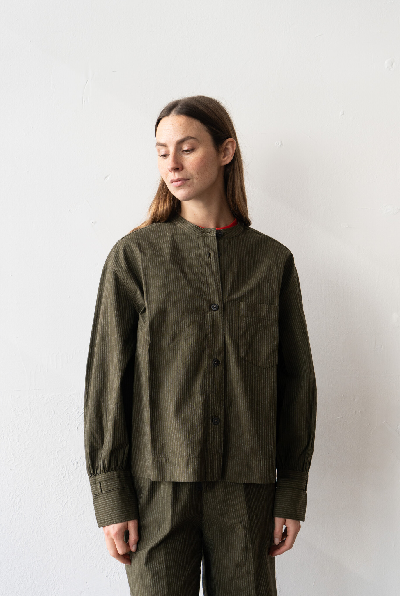 One Pocket Moss Green Cotton Shirt