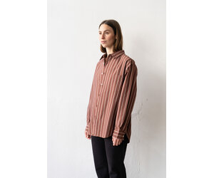 Ernie Palo Silk Cotton Stripe Shirt Brown - Objet Trouvé