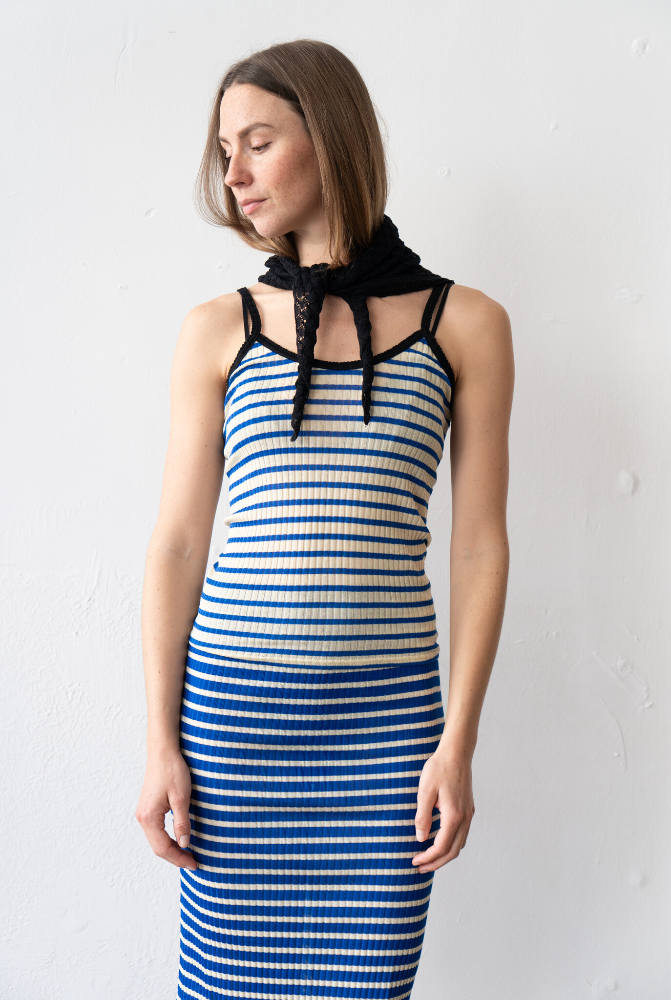 Jade Cami Top Ecru Blue