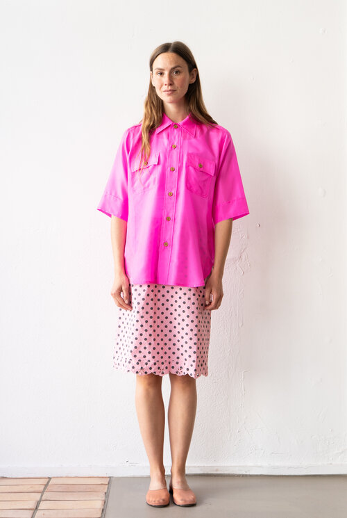 Alice Silk Utility Shirt Neon Pink