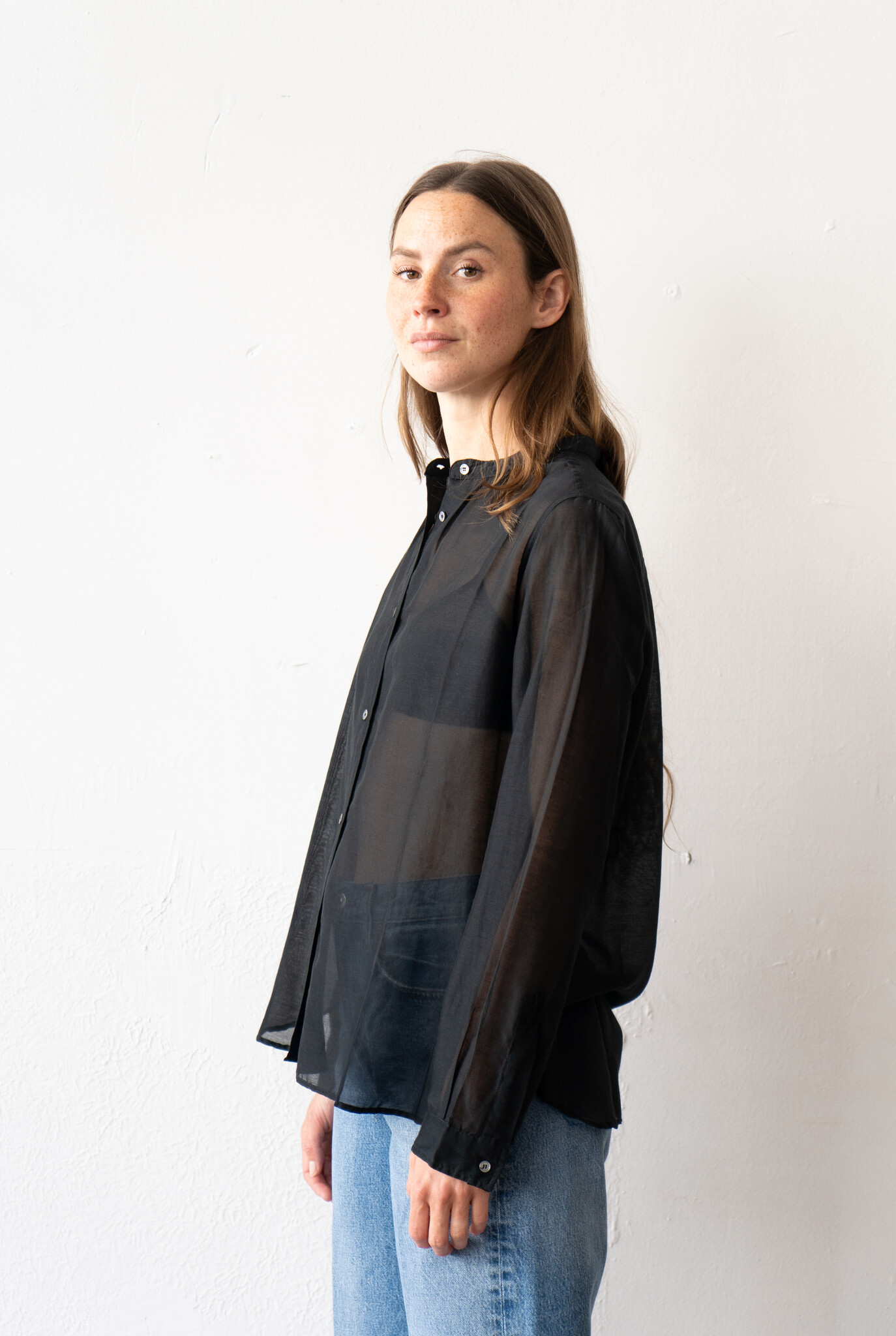 Cotton And Silk Muslin Shirt Black