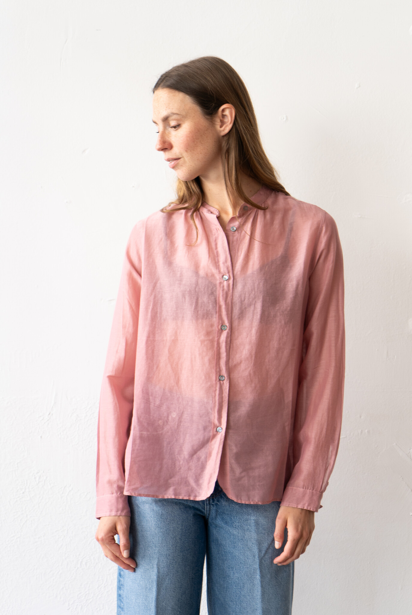 Cotton And Silk Muslin Shirt Mauve