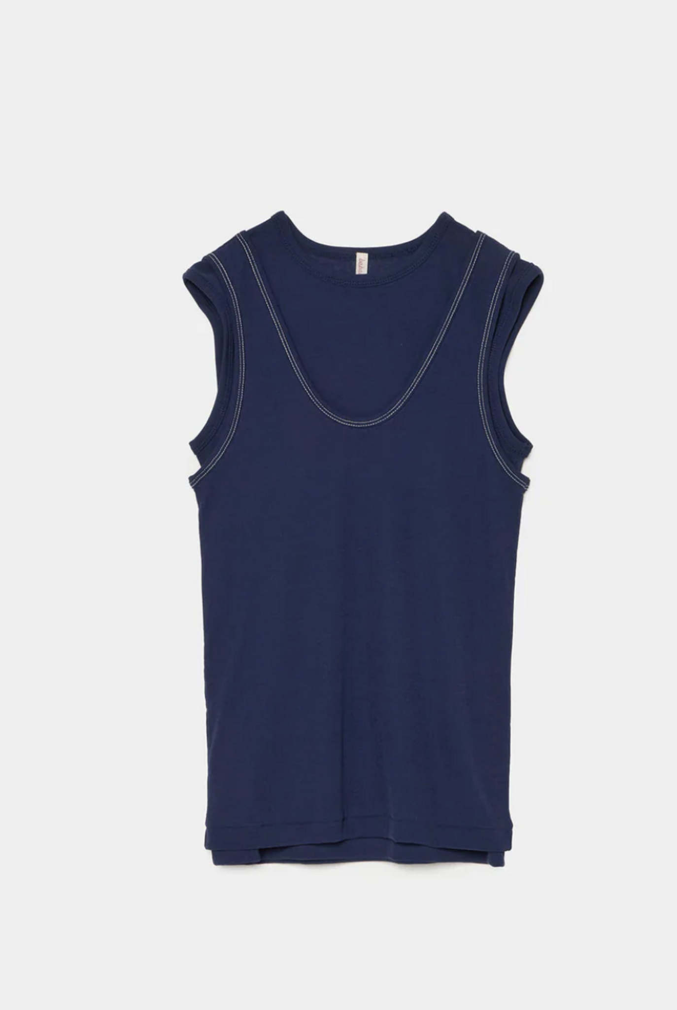 Twisted Cotton Layered Sleeve-less Navy