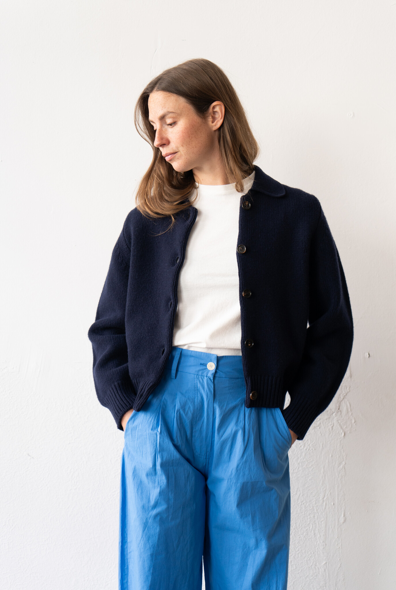 Winny collared jacked wool cashmere - navy