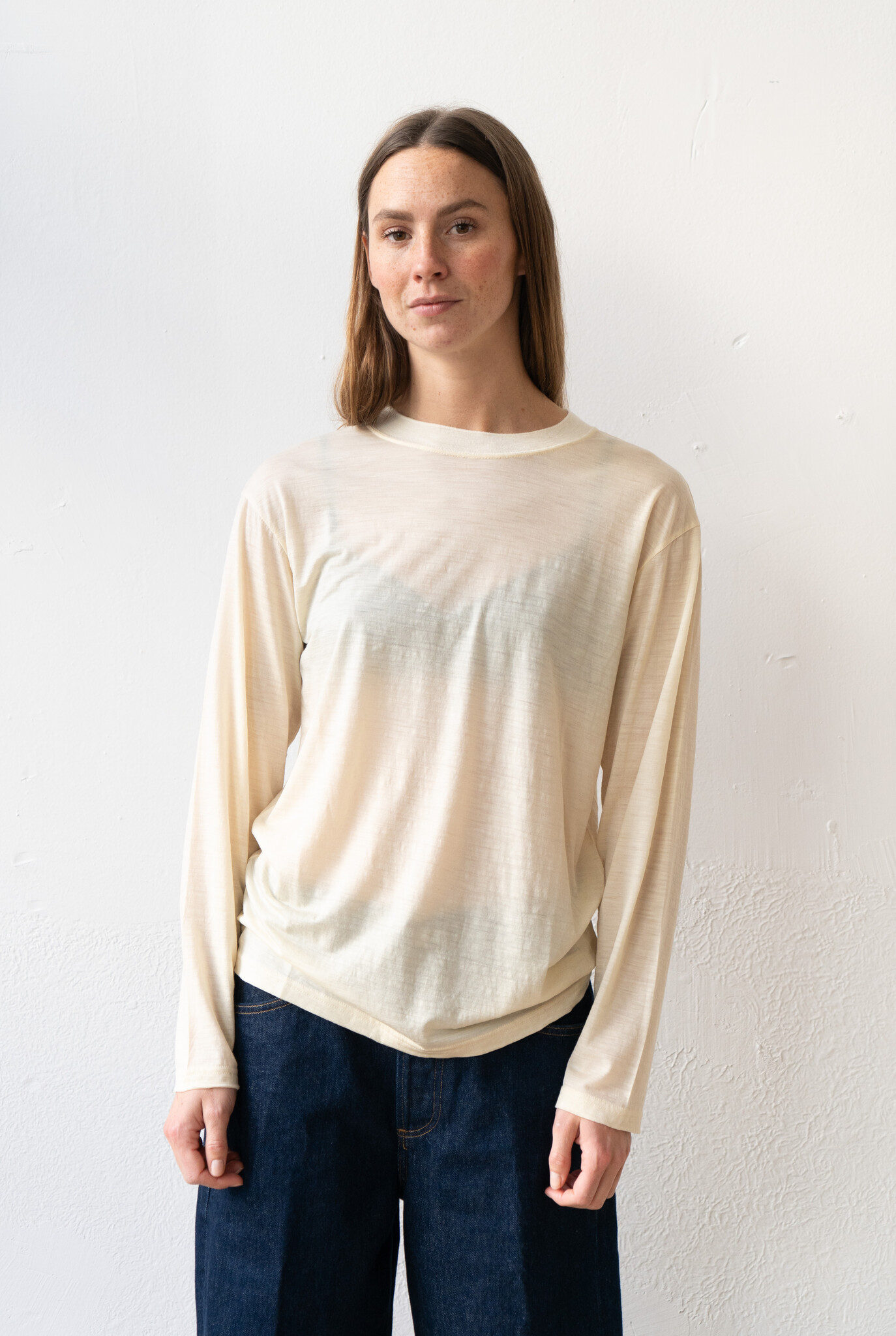 Wool Jersey LS T-shirt Cream