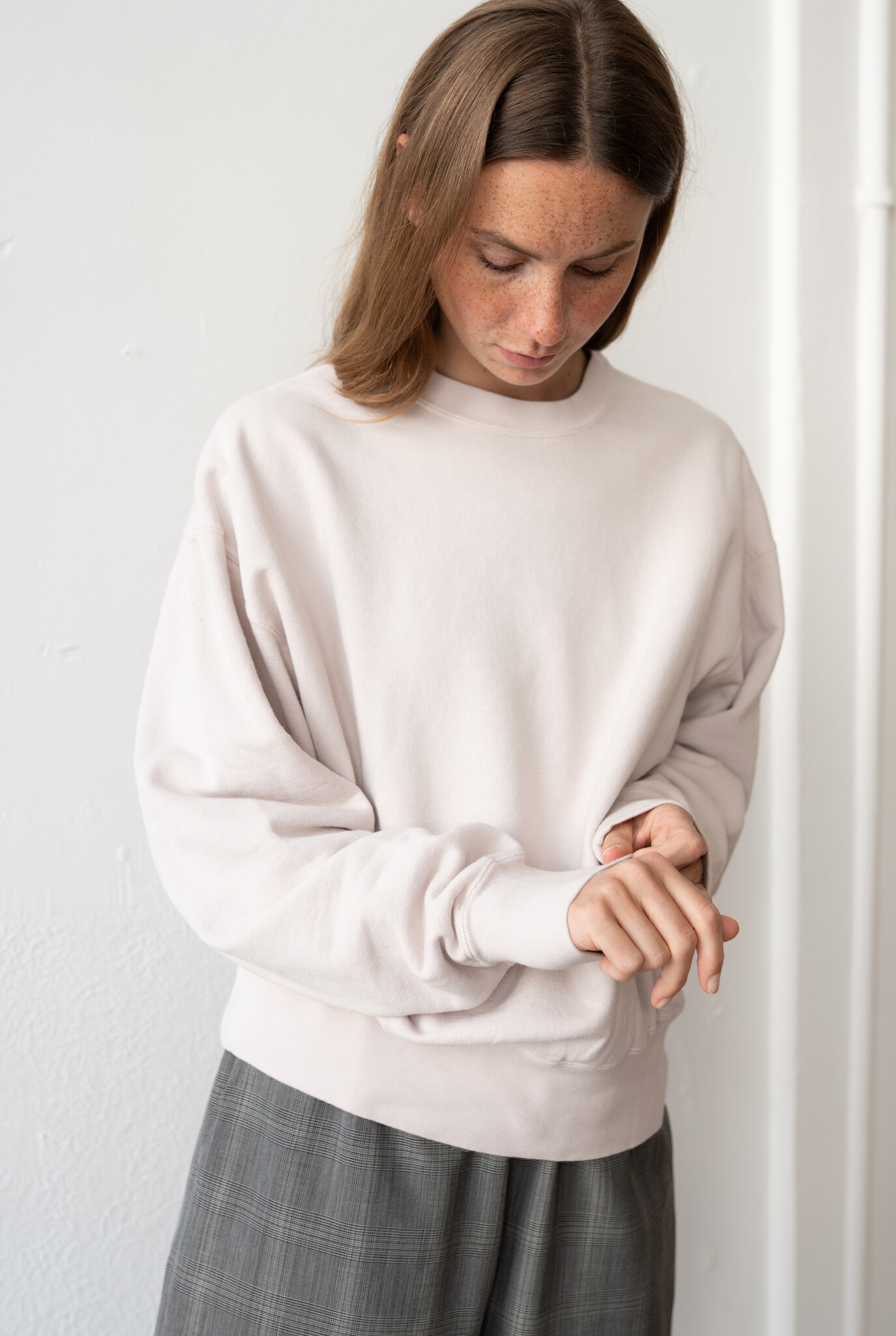 Used Dyed Crew Neck Sweat Light Pink